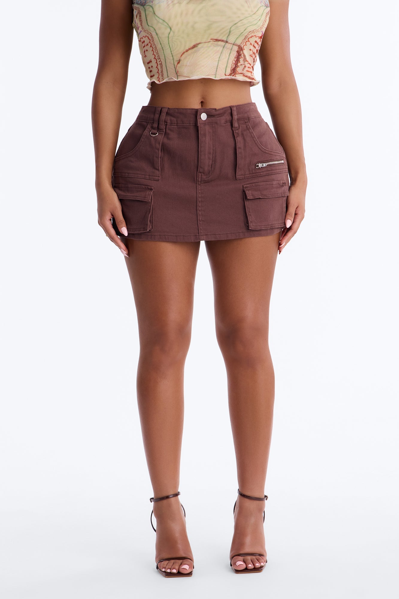 Feel The Pressure Cargo Mini Skort - Brown