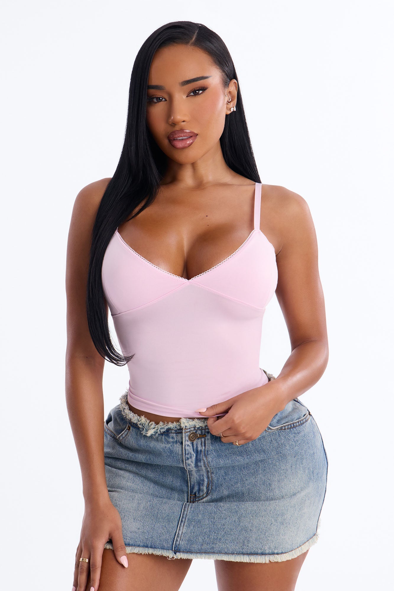 Ella V Neck Cami Top - Pink