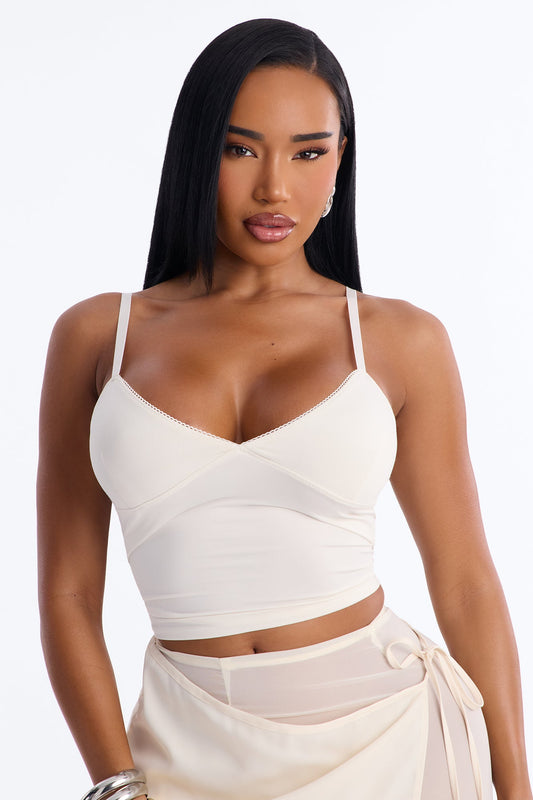 Ella V Neck Cami Top - White