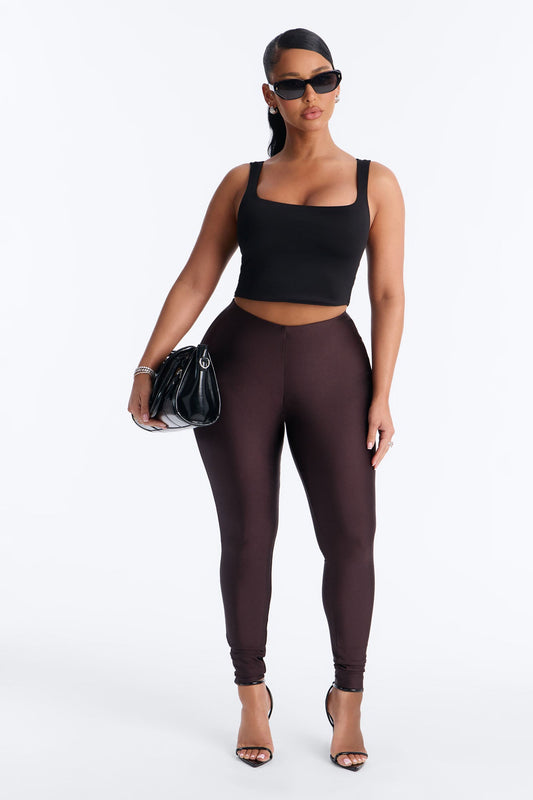 Tricot Low Rise Clean Waistband Legging - Chocolate