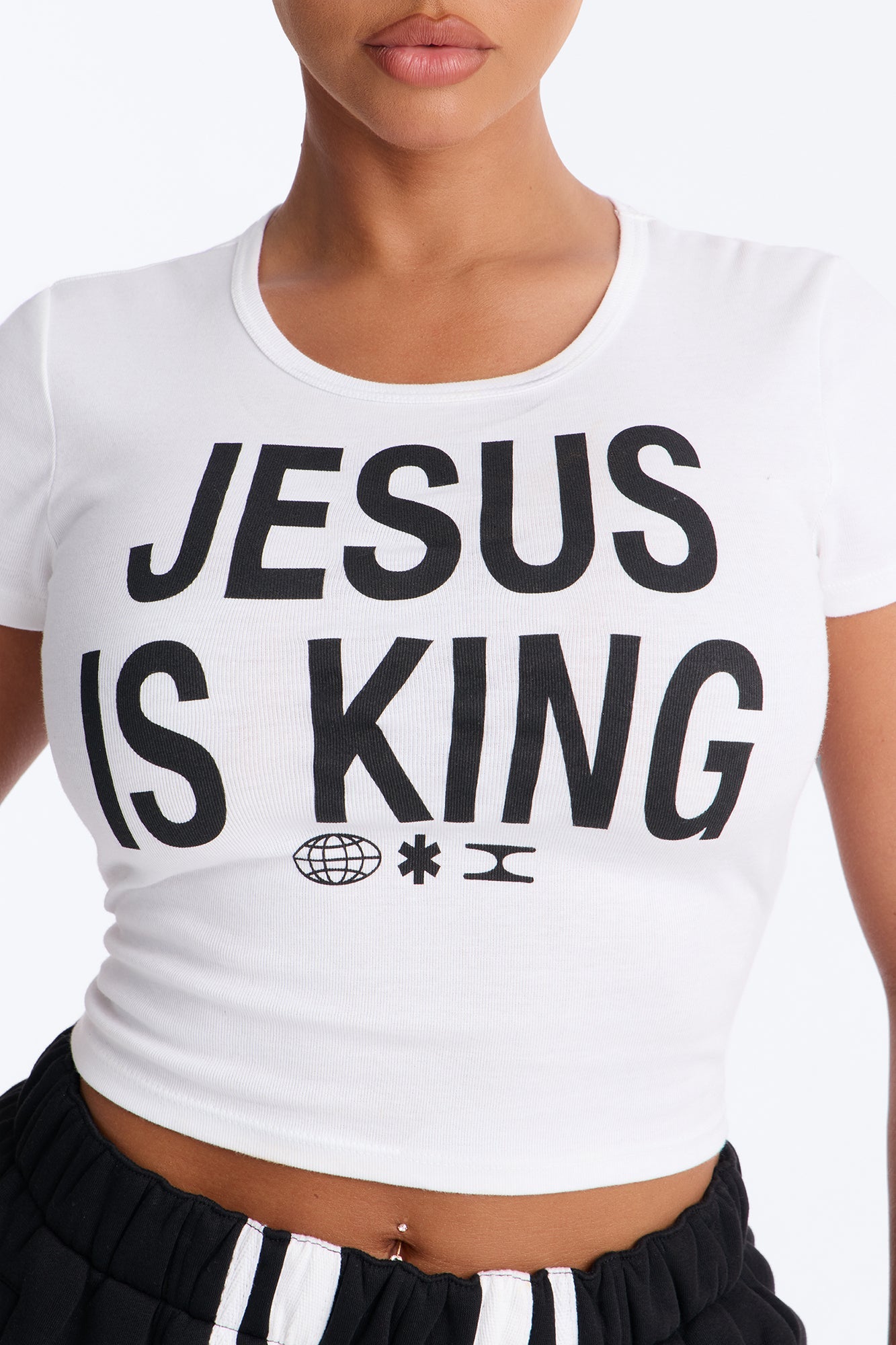 Jesus Is King Baby Tee - White