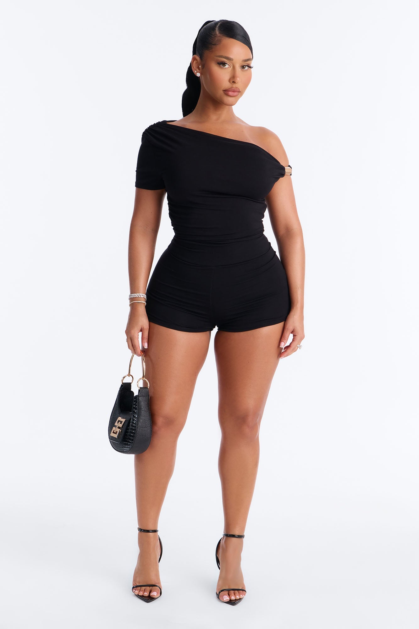 Rhia Hardware Micro Romper - Black