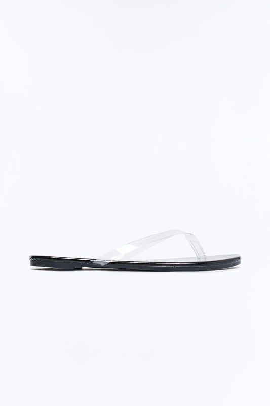 Papaya Clear Strap Flip Flops - Black
