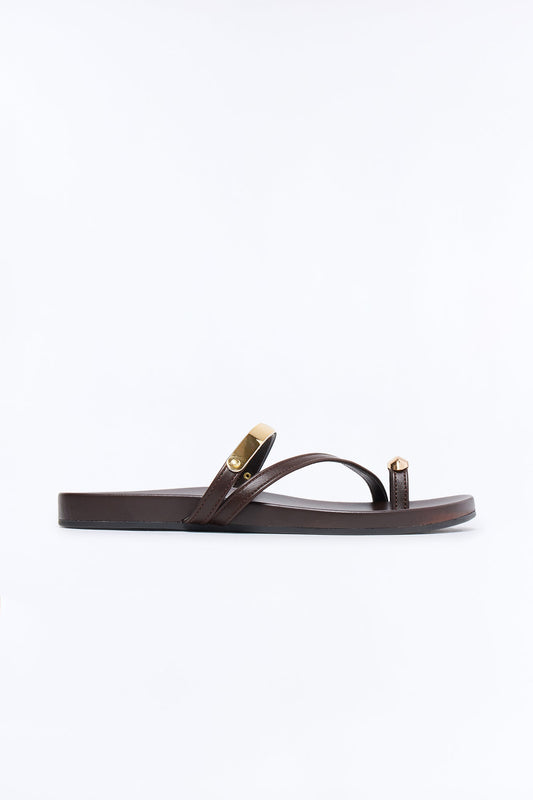 Renee Toe Ring Sandals - Brown