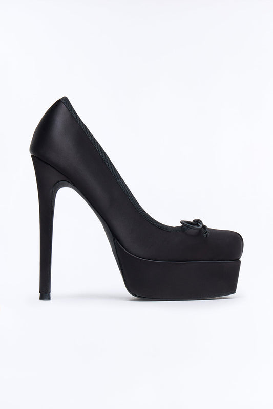 Itzy Satin Bow Ballet Pumps - Black