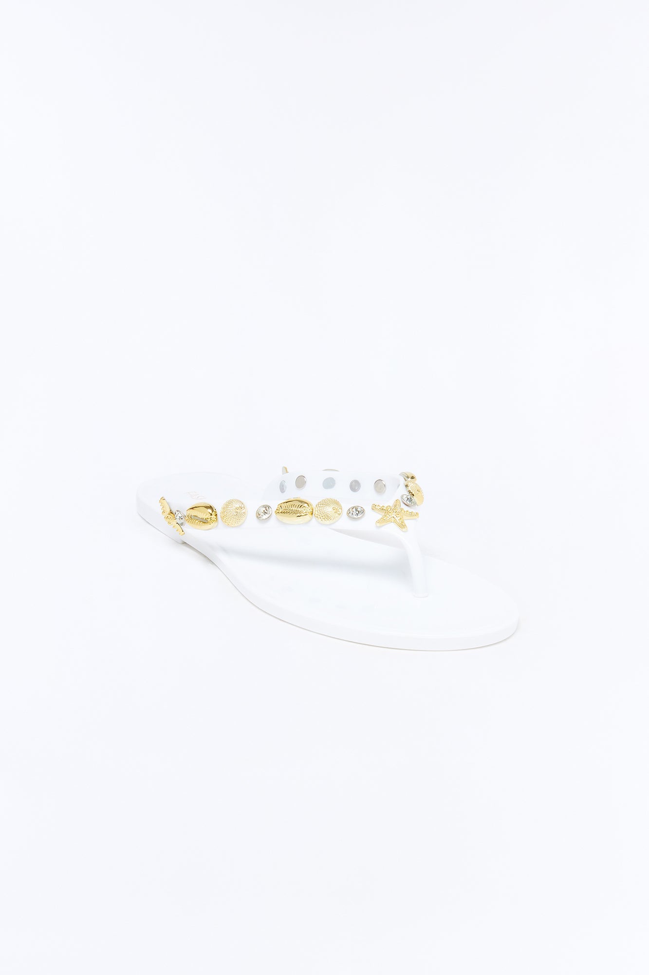 Odella Seashell Jelly Flip Flops - White
