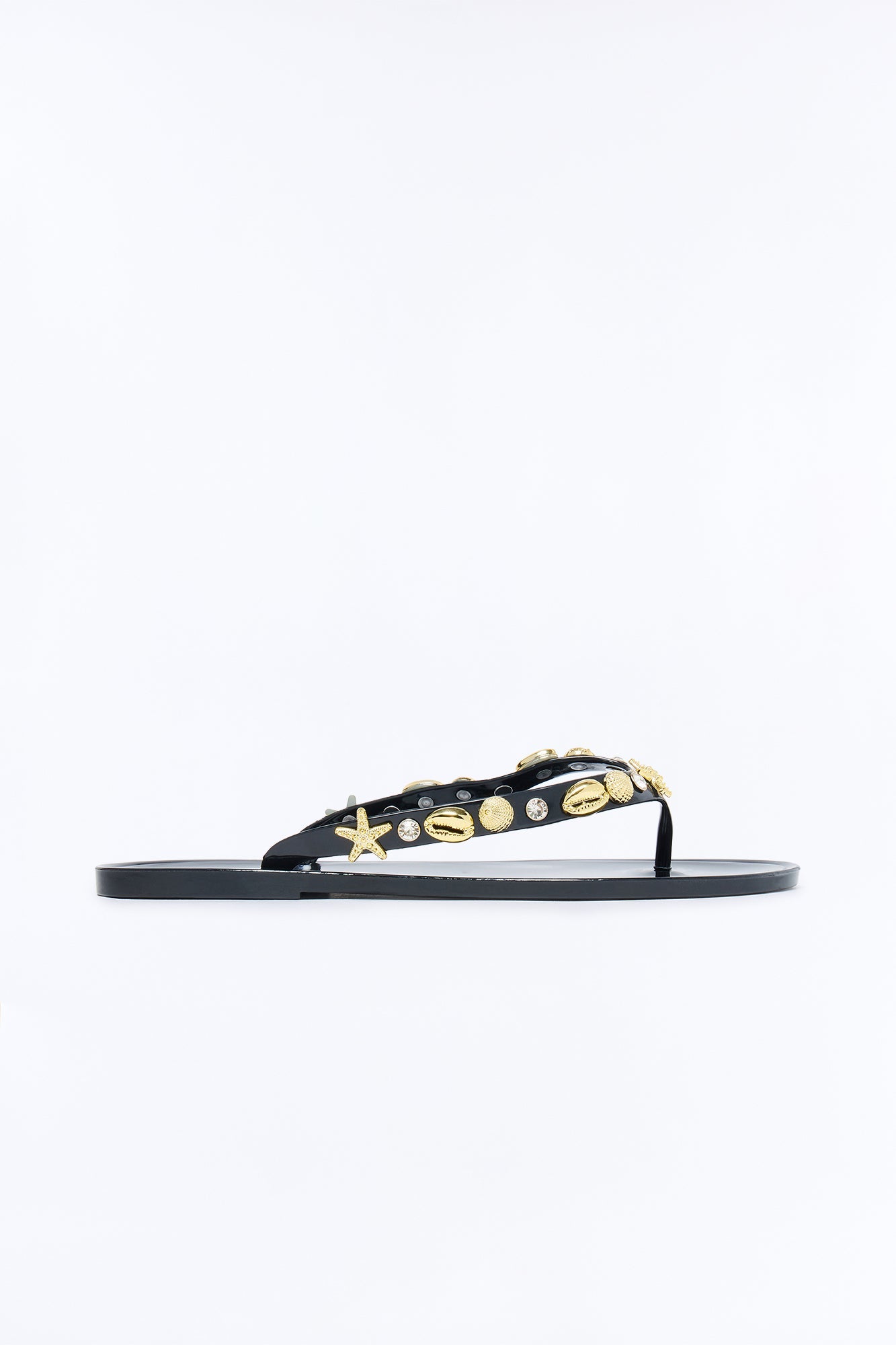 Odella Seashell Jelly Flip Flops - Black