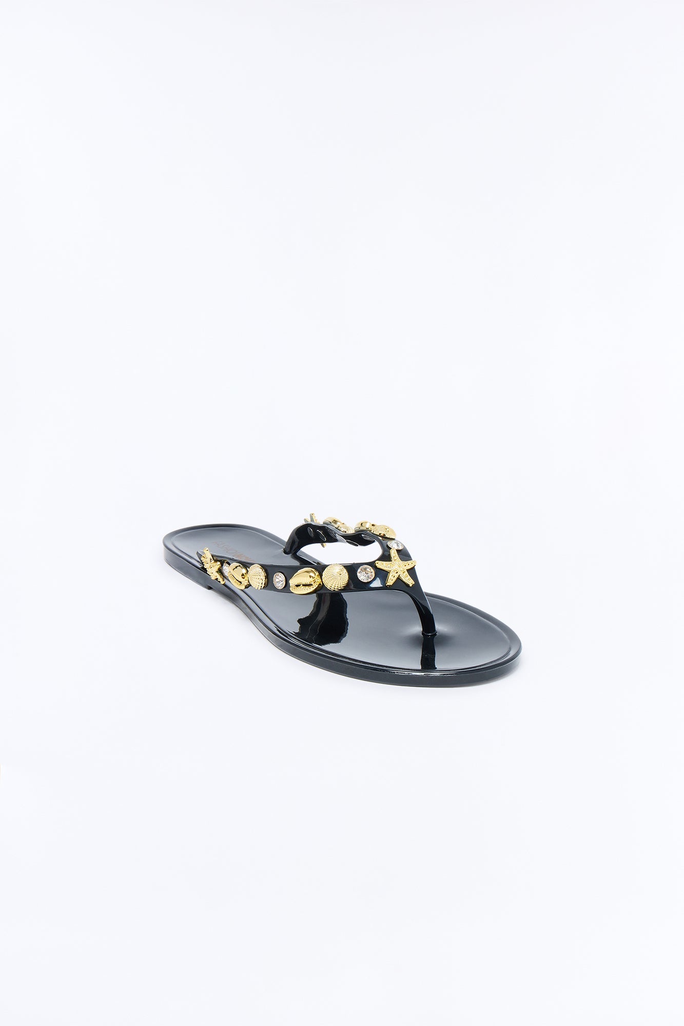 Odella Seashell Jelly Flip Flops - Black