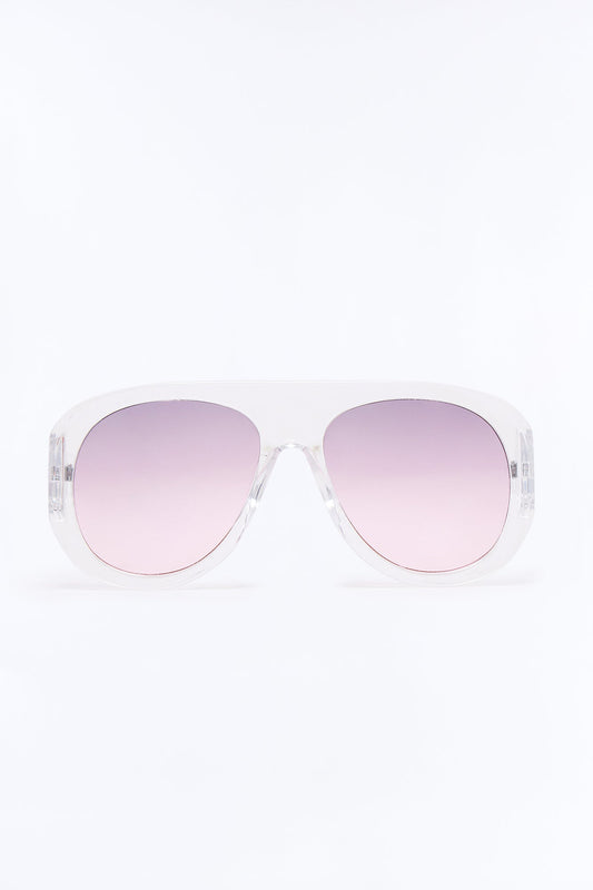 Glossy Gaze Sunglasses - Clear/Pink