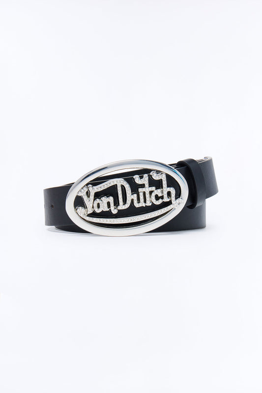 Von Dutch Shining Faux Leather Belt - Black