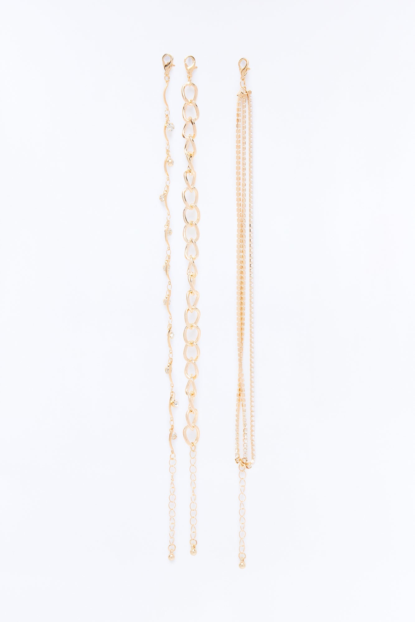 Twinkling Lights 3 Piece Anklet Set - Gold
