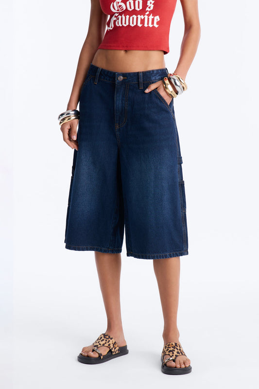 One Chance Carpenter Denim Jorts - Dark Wash
