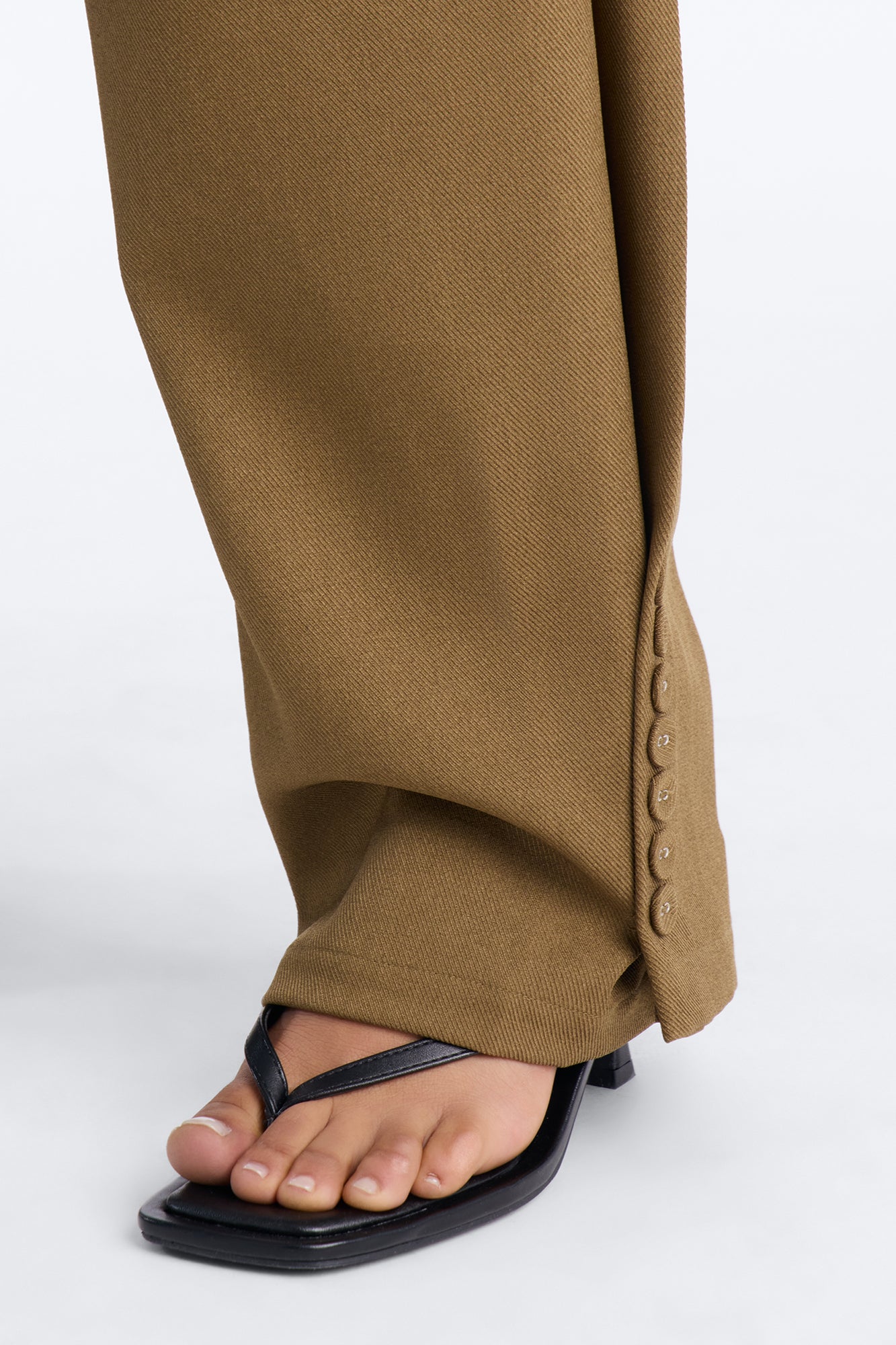 Frankie Button Cuff Straight Leg Trouser - Olive