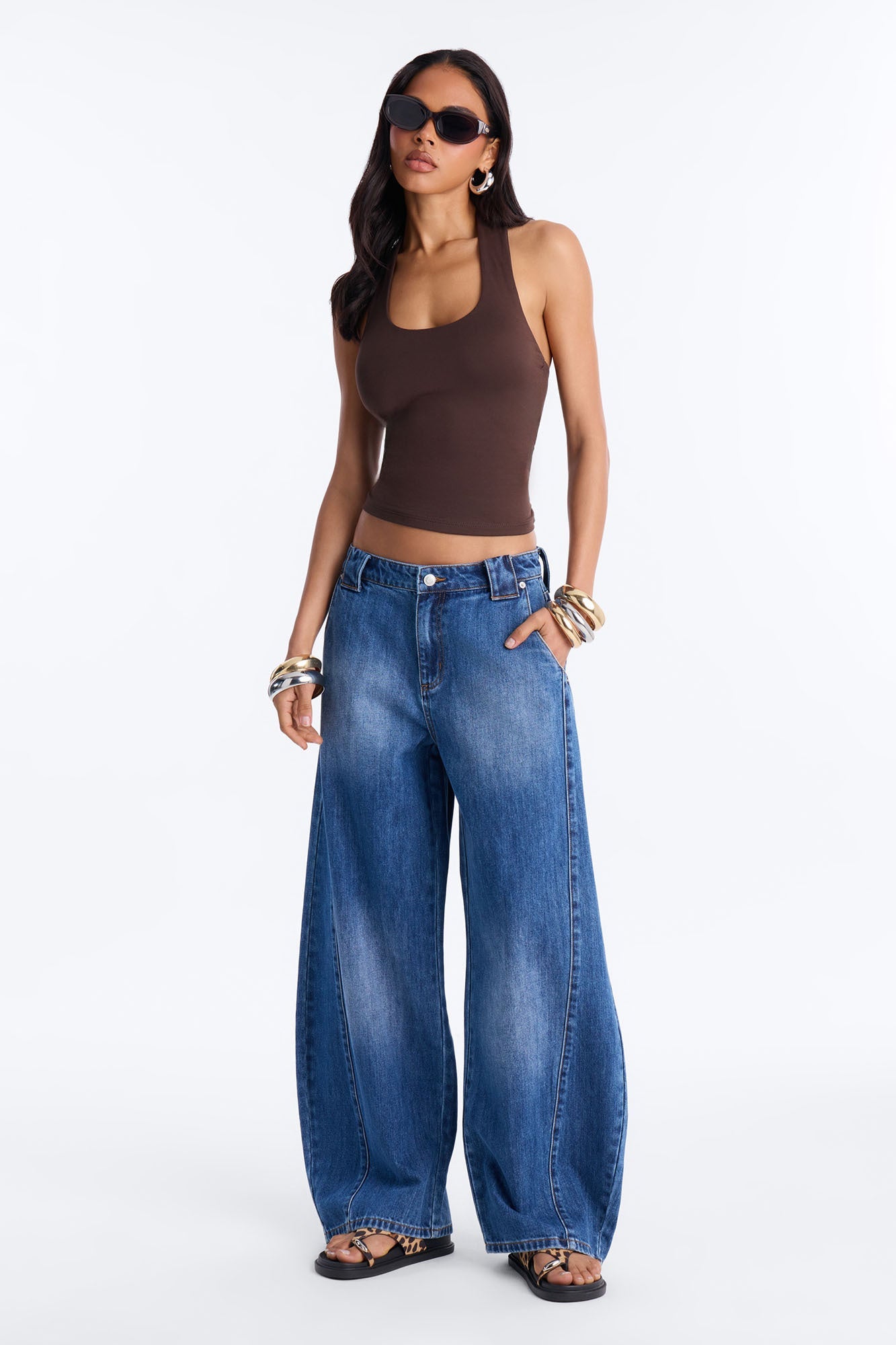 Torrance Loose Fit Stretch Barrel Jeans - Dark Wash