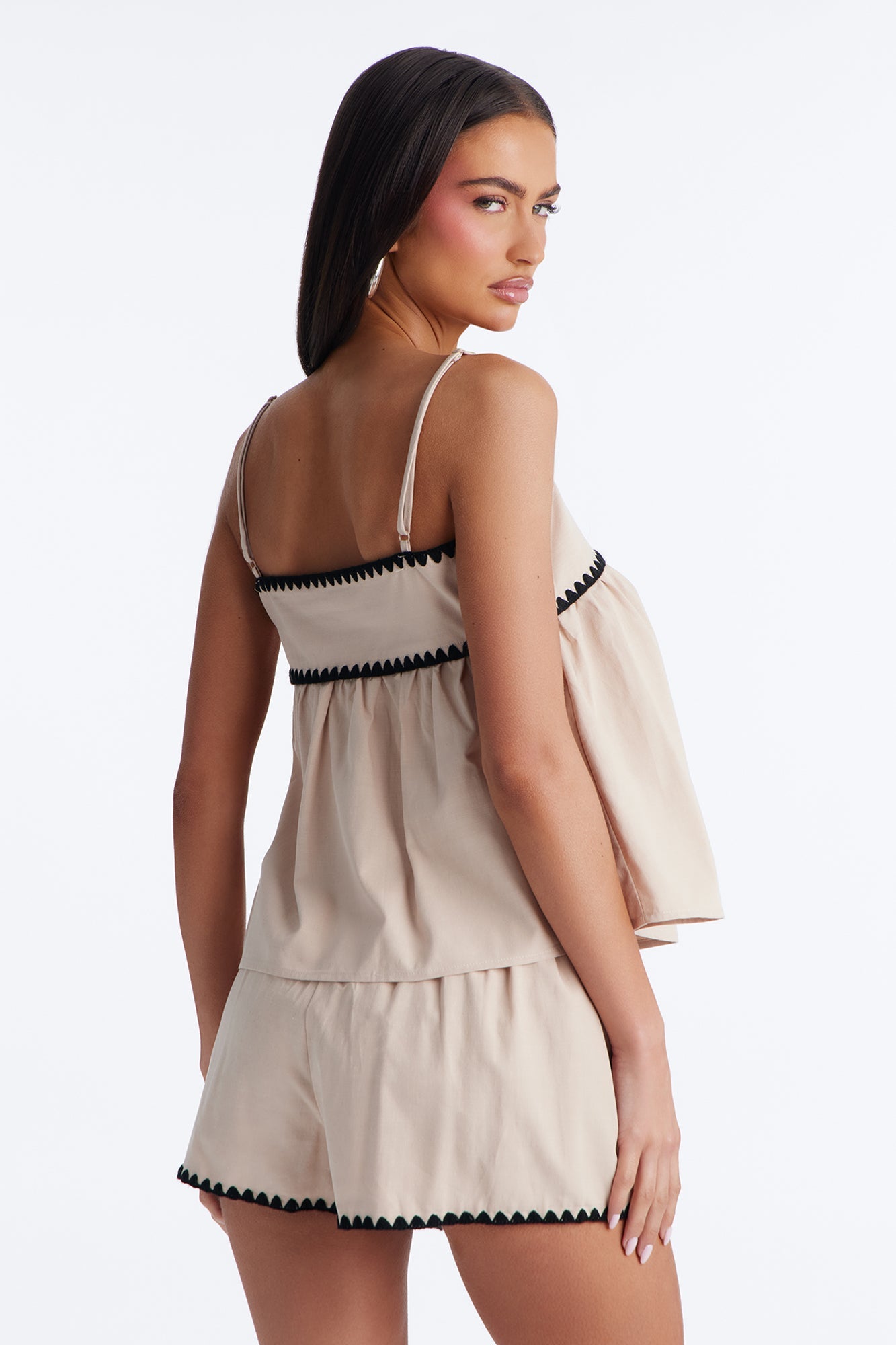 Serene Linen Short Set - Taupe
