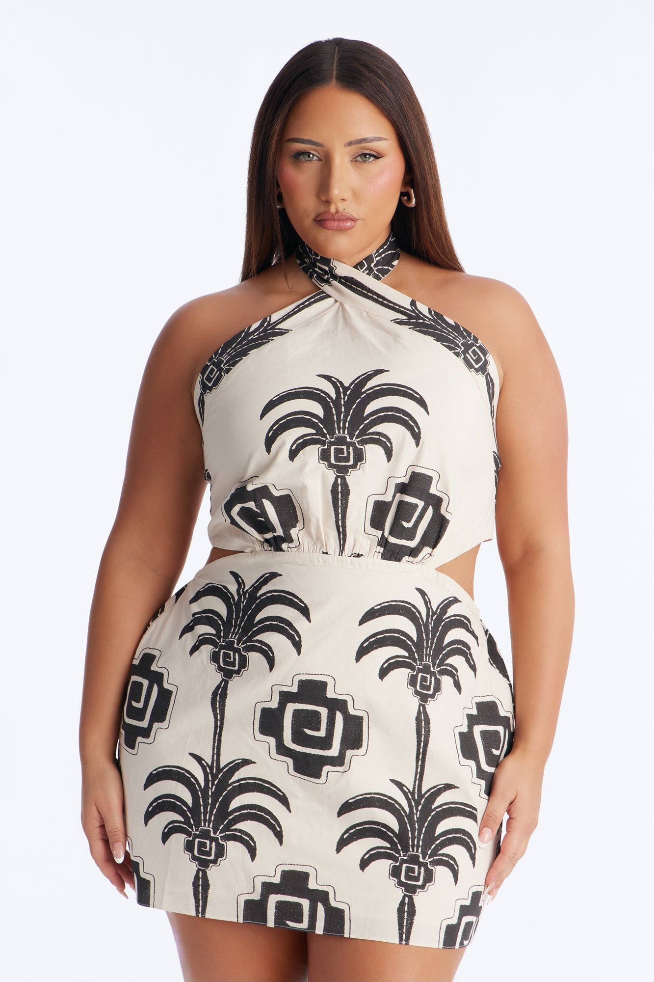Dinae Halter Mini Dress - Cream/combo