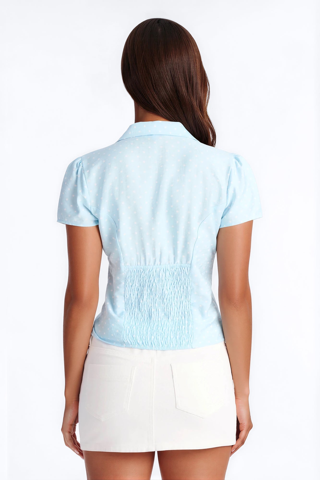 Fresh Season Polka Dot Linen Shirt - Blue/combo