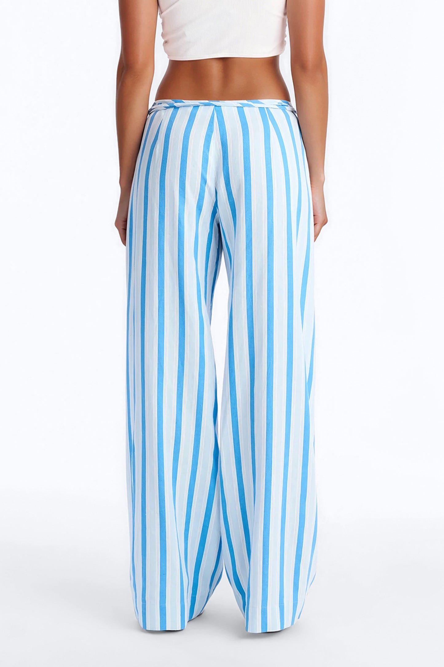 Lurice Low Rise Striped Linen Wide Leg Pant - Blue/combo