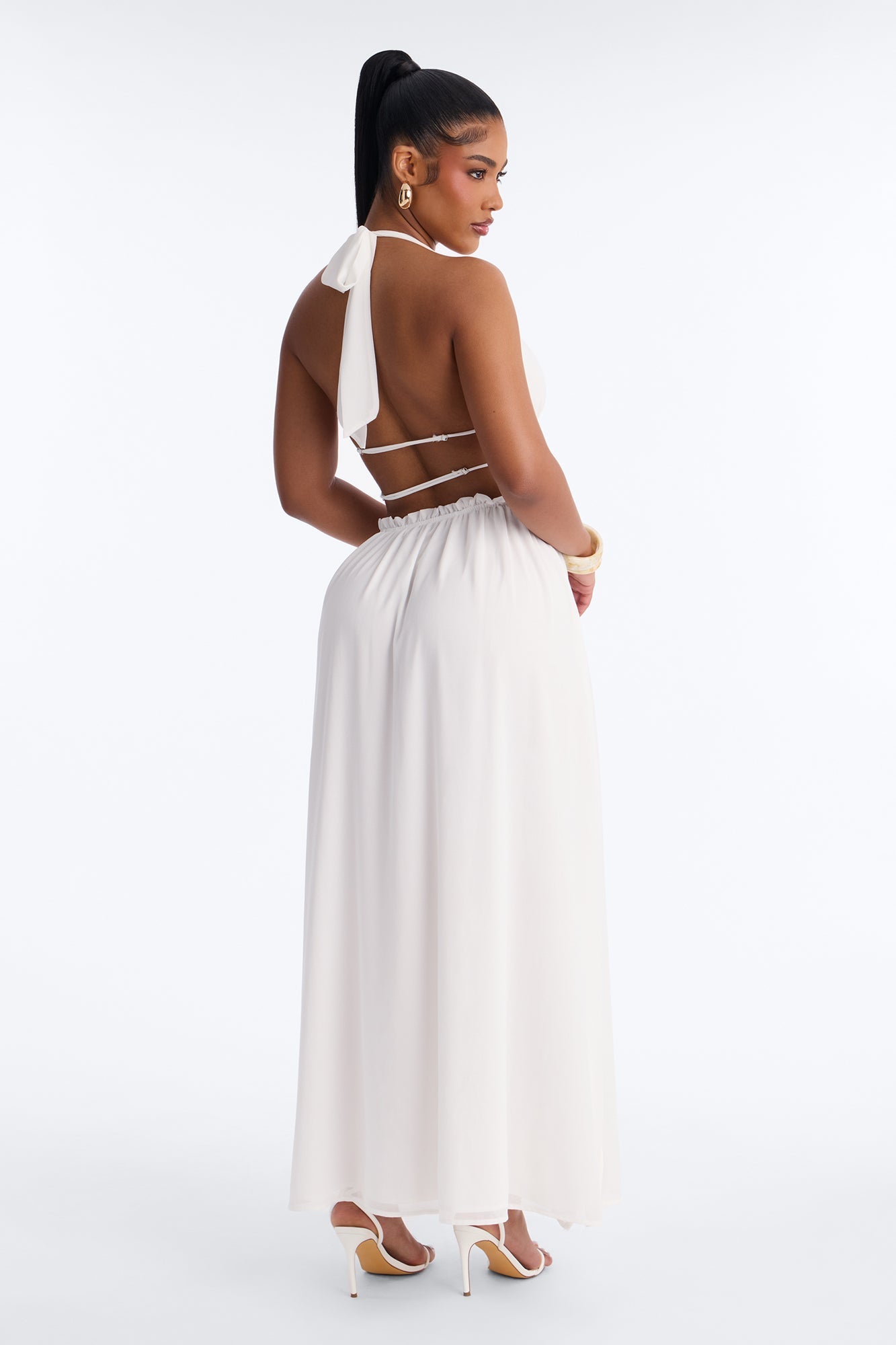 Lauryn Halter Chiffon Maxi Dress - White