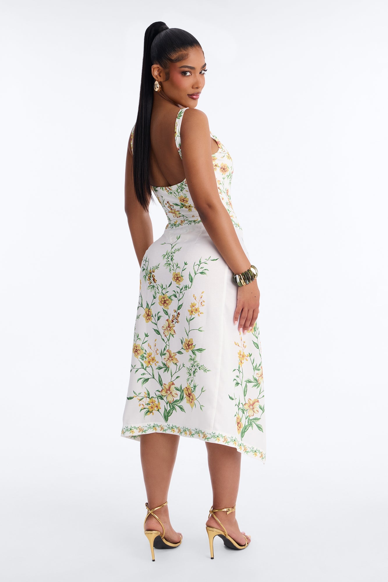 Eliza Wildflower Linen Wrap Skirt Set - White/combo