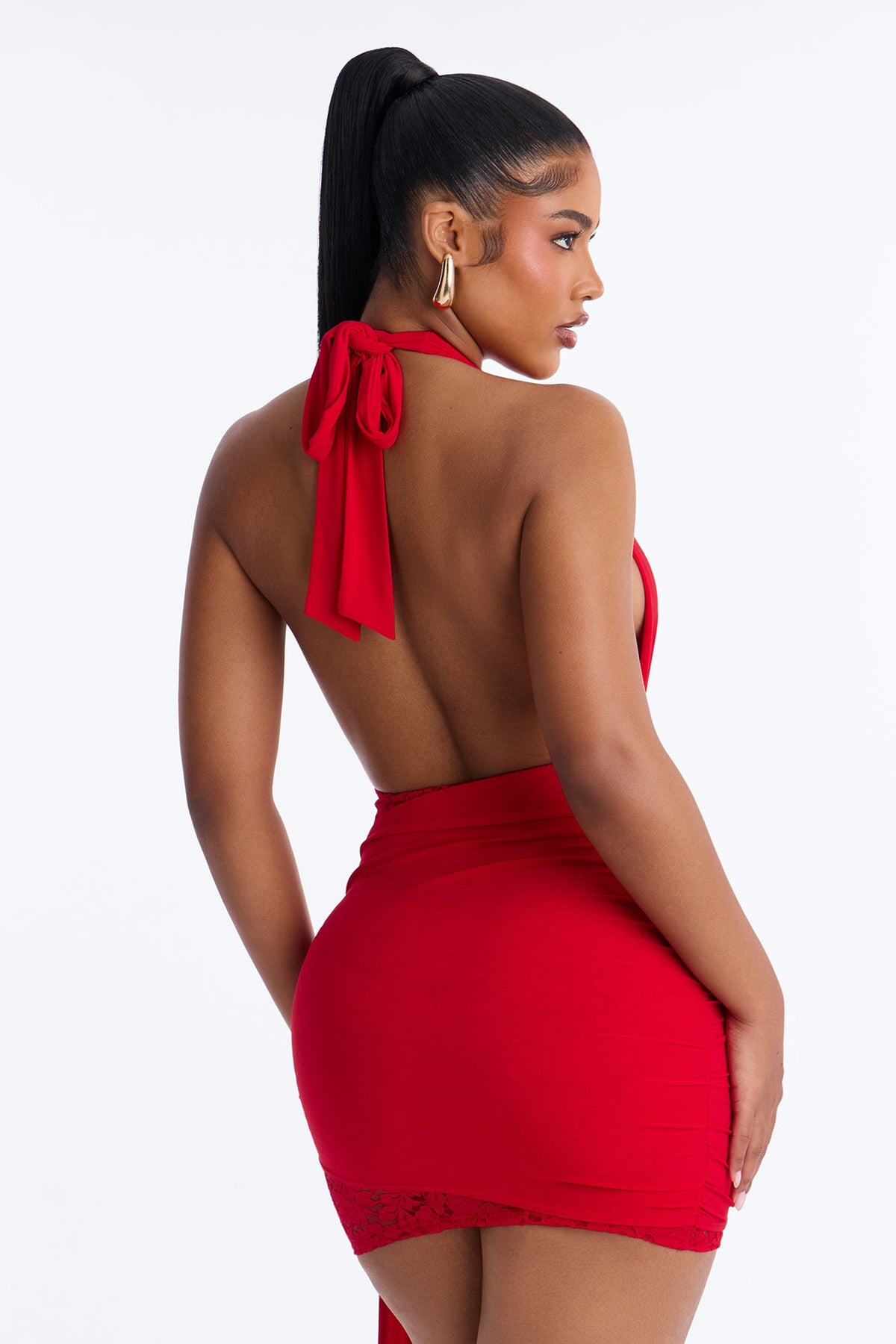 Ensley Halter Mini Dress - Red