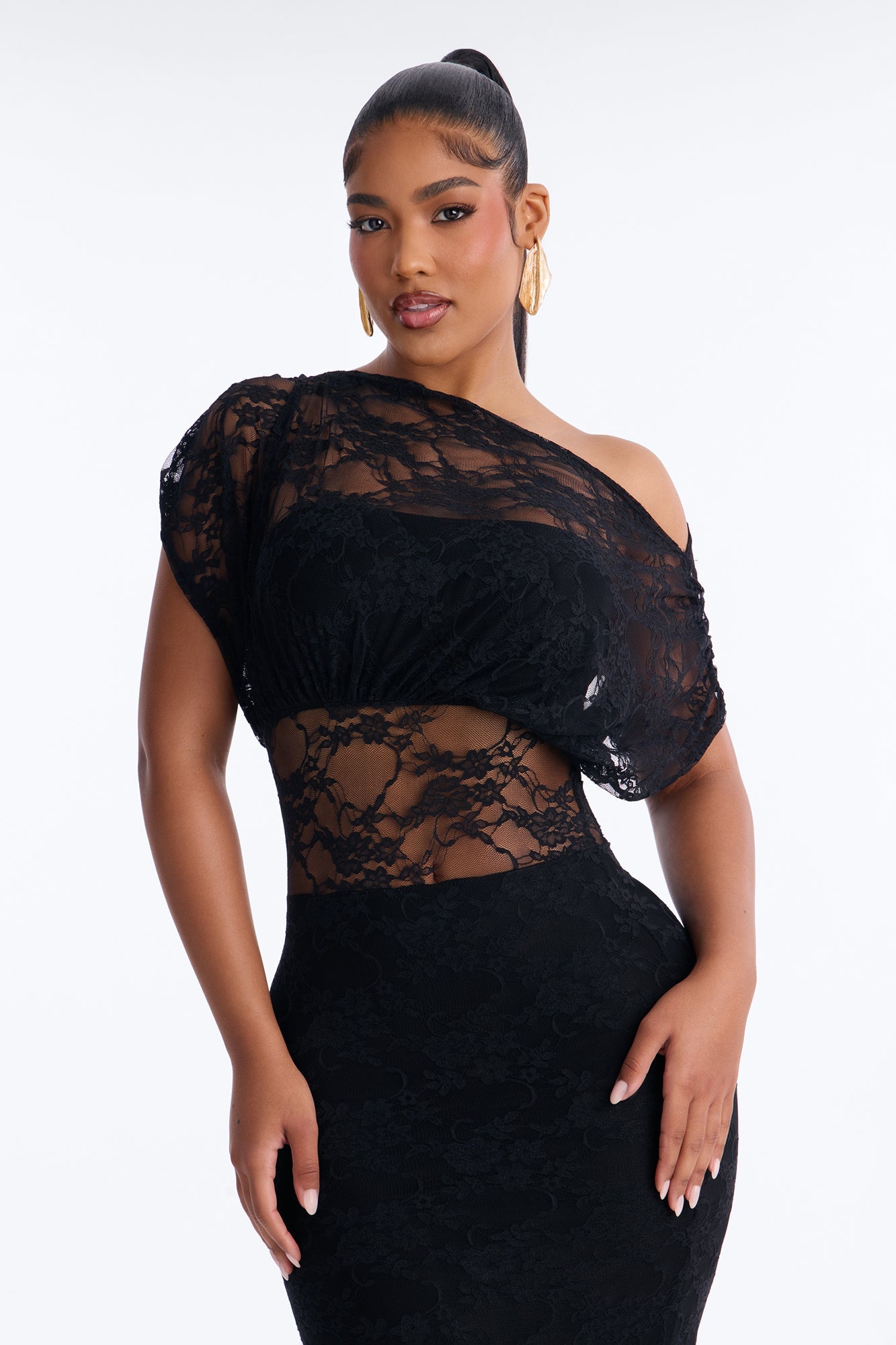 Got Me Wondering Lace Maxi Dress - Black