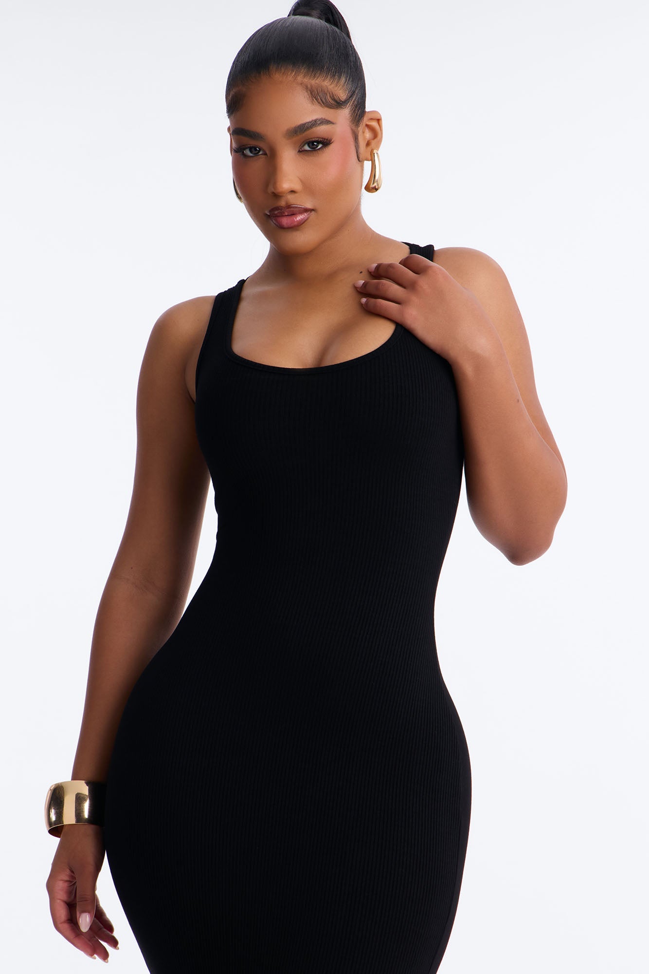 Clara Strappy Snatched Maxi Dress - Black