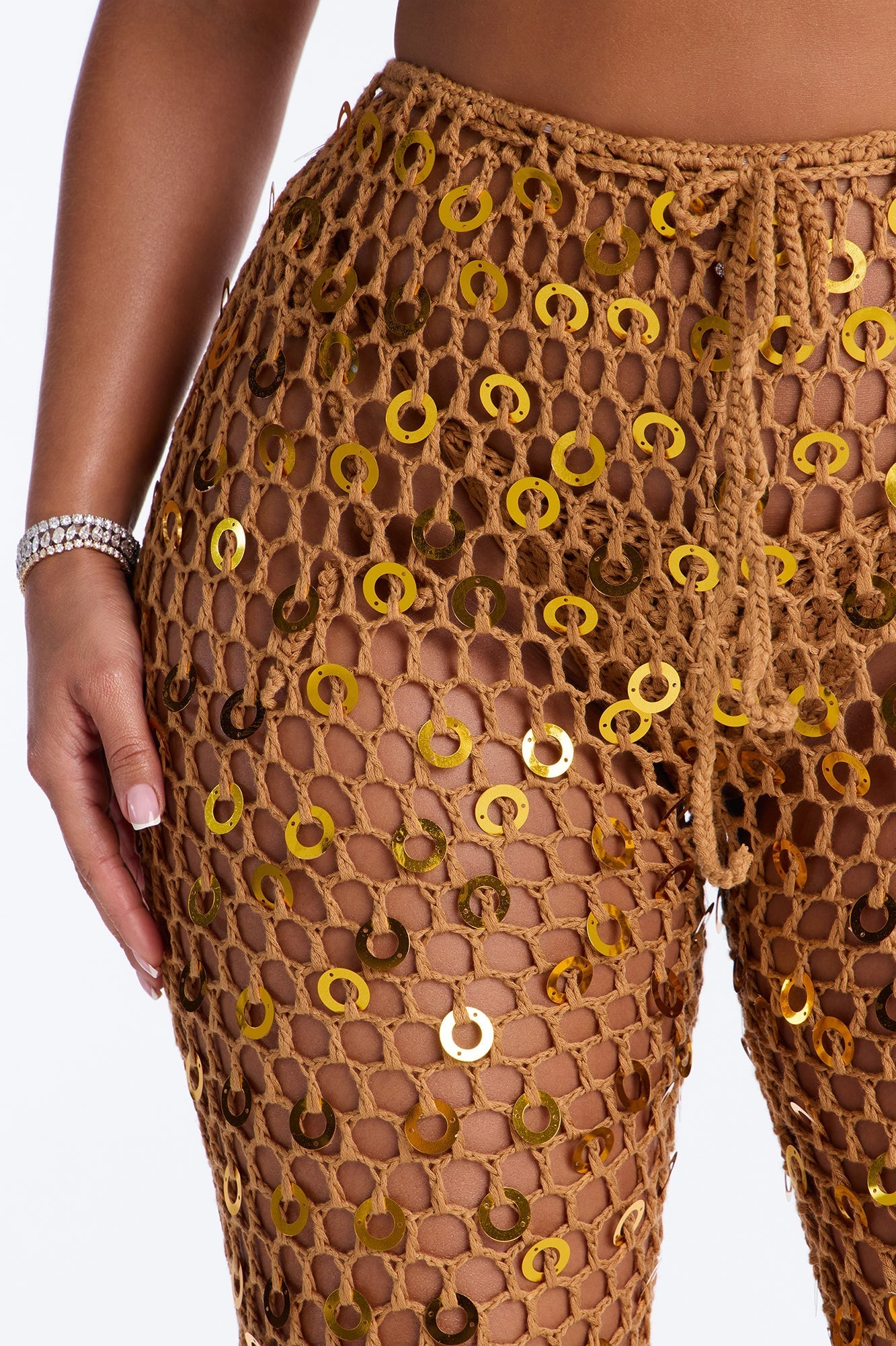Out Here Bikini And Coverup Pant Set - Gold Fashion Nova