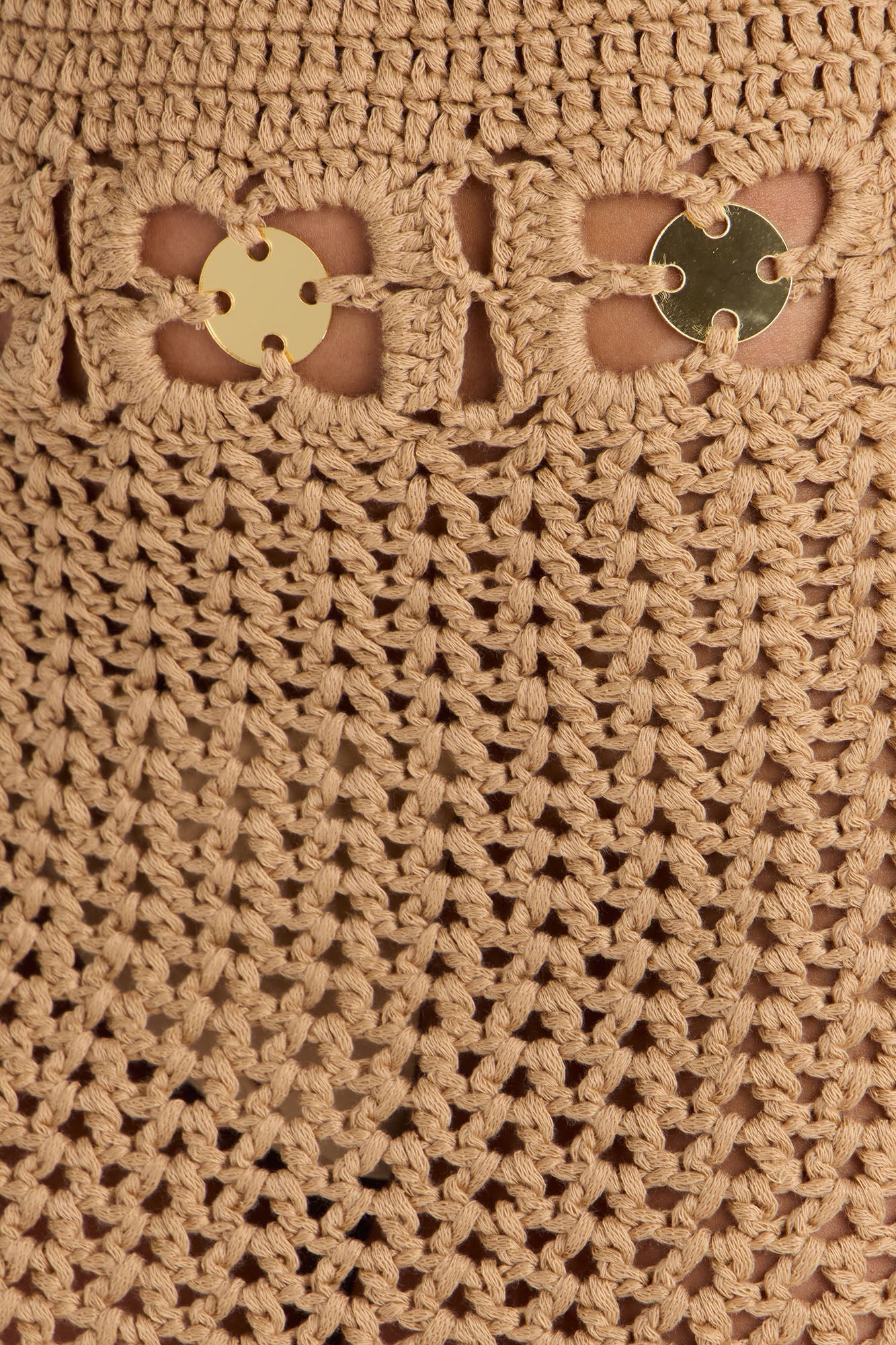 Lea Embellished Crochet Skirt Set - Taupe