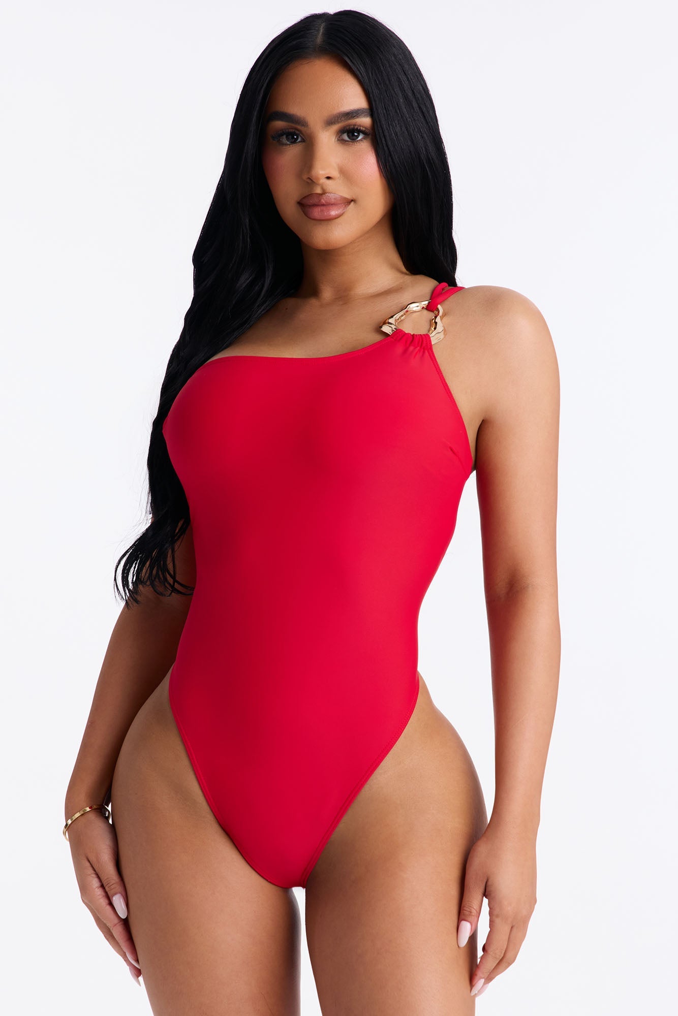 Amira One Shoulder 1 Piece Swimsuit - Red
