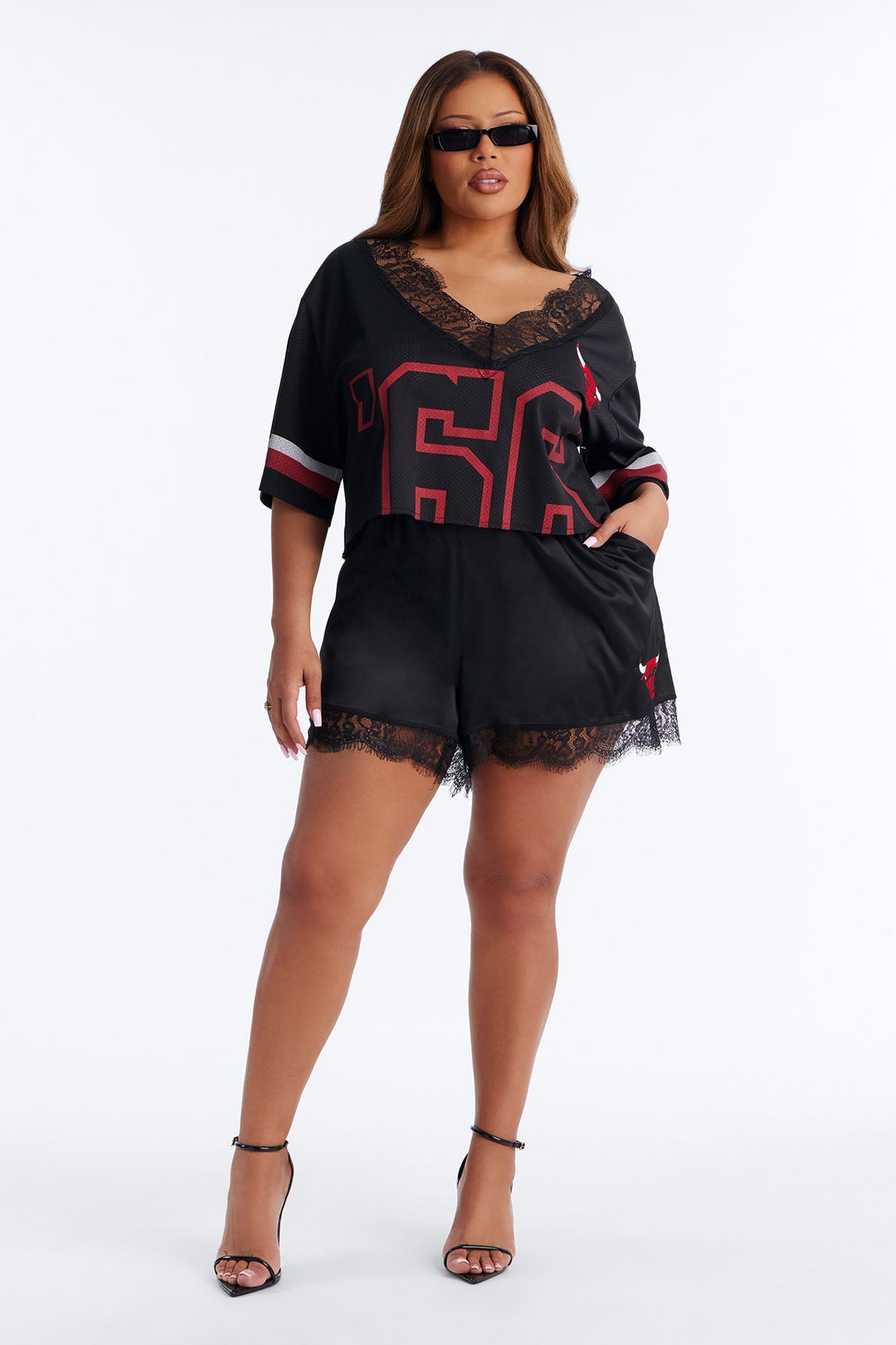 NBA Chicago Bulls Cropped Top - Black