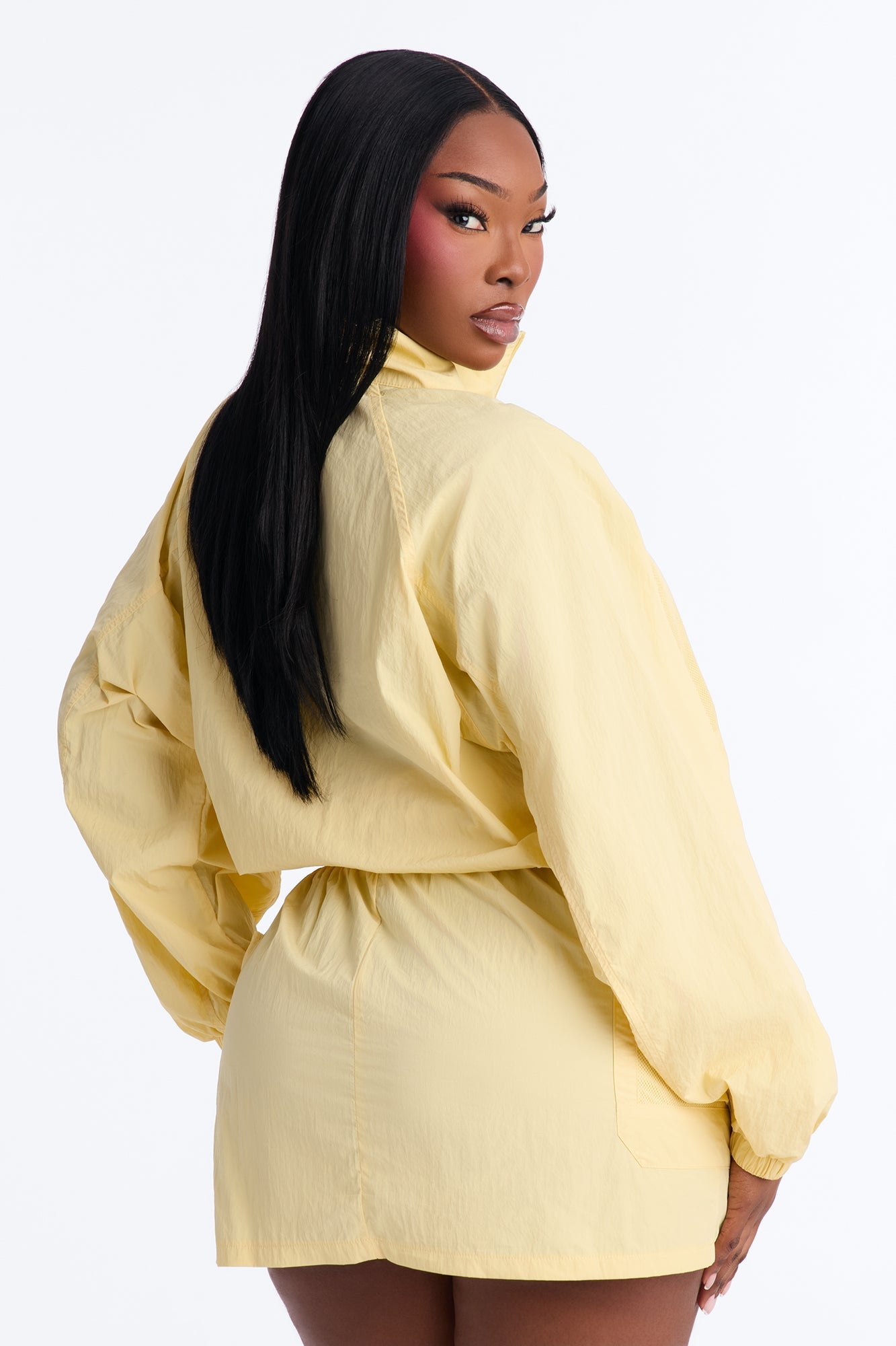 Stay Cool Cropped Windbreaker Jacket - Butter Yellow