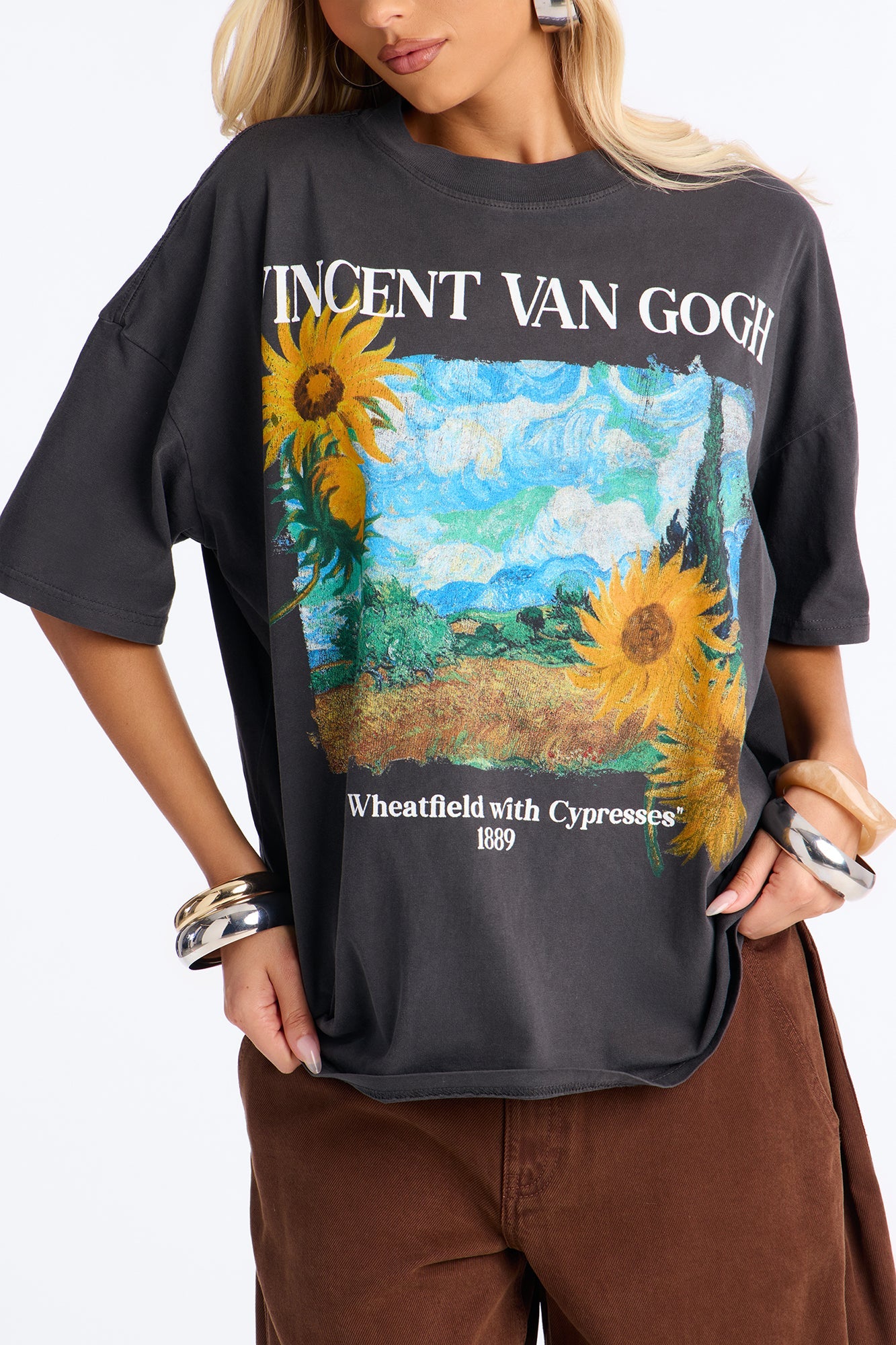 Vincent Van Gogh Sunflower Tee - Black Wash