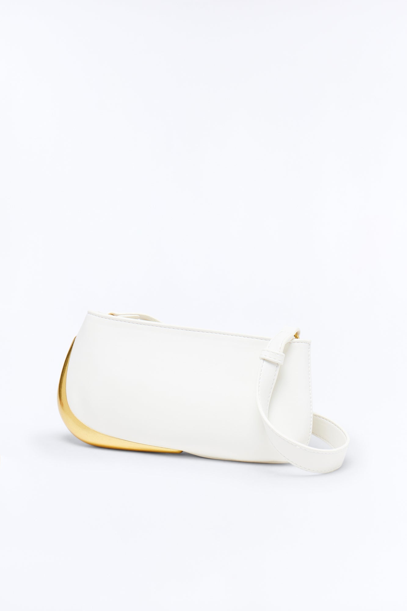 Jenni Hardware Faux Leather Shoulder Handbag - Ivory