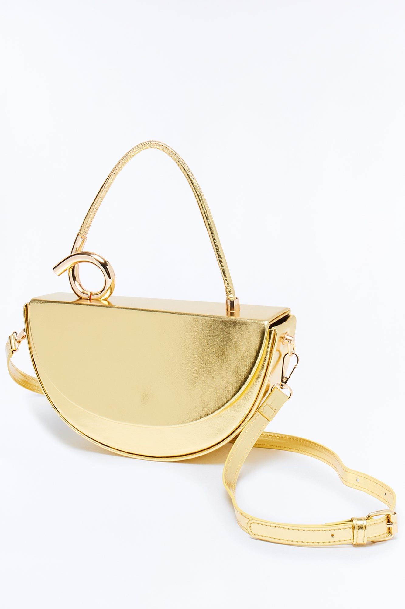 Adding A Twist Faux Leather Satchel Bag - Gold