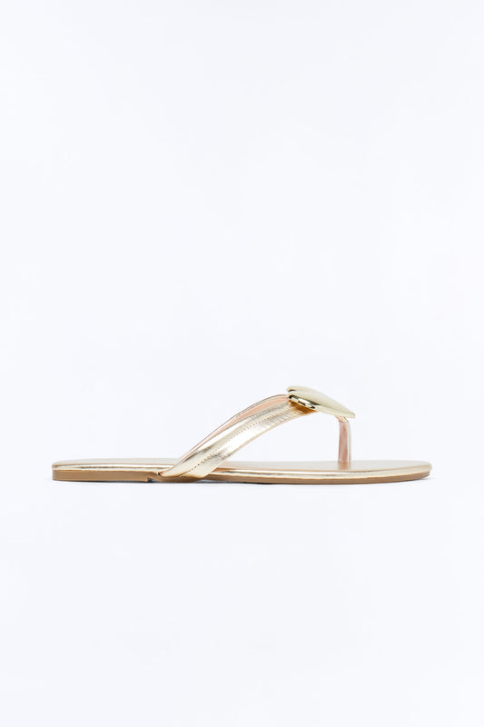 Camia Heart Flip Flops - Gold
