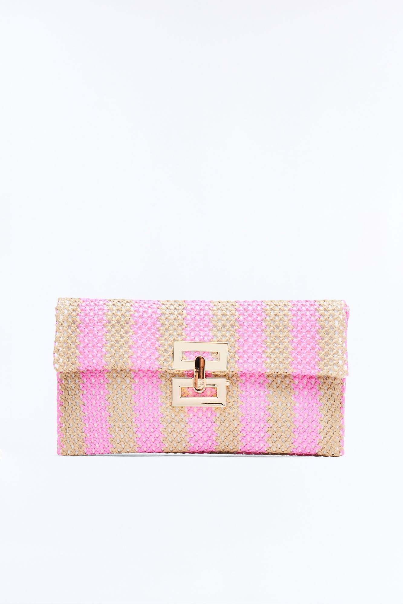 Elodie Straw Clutch - Pink/combo