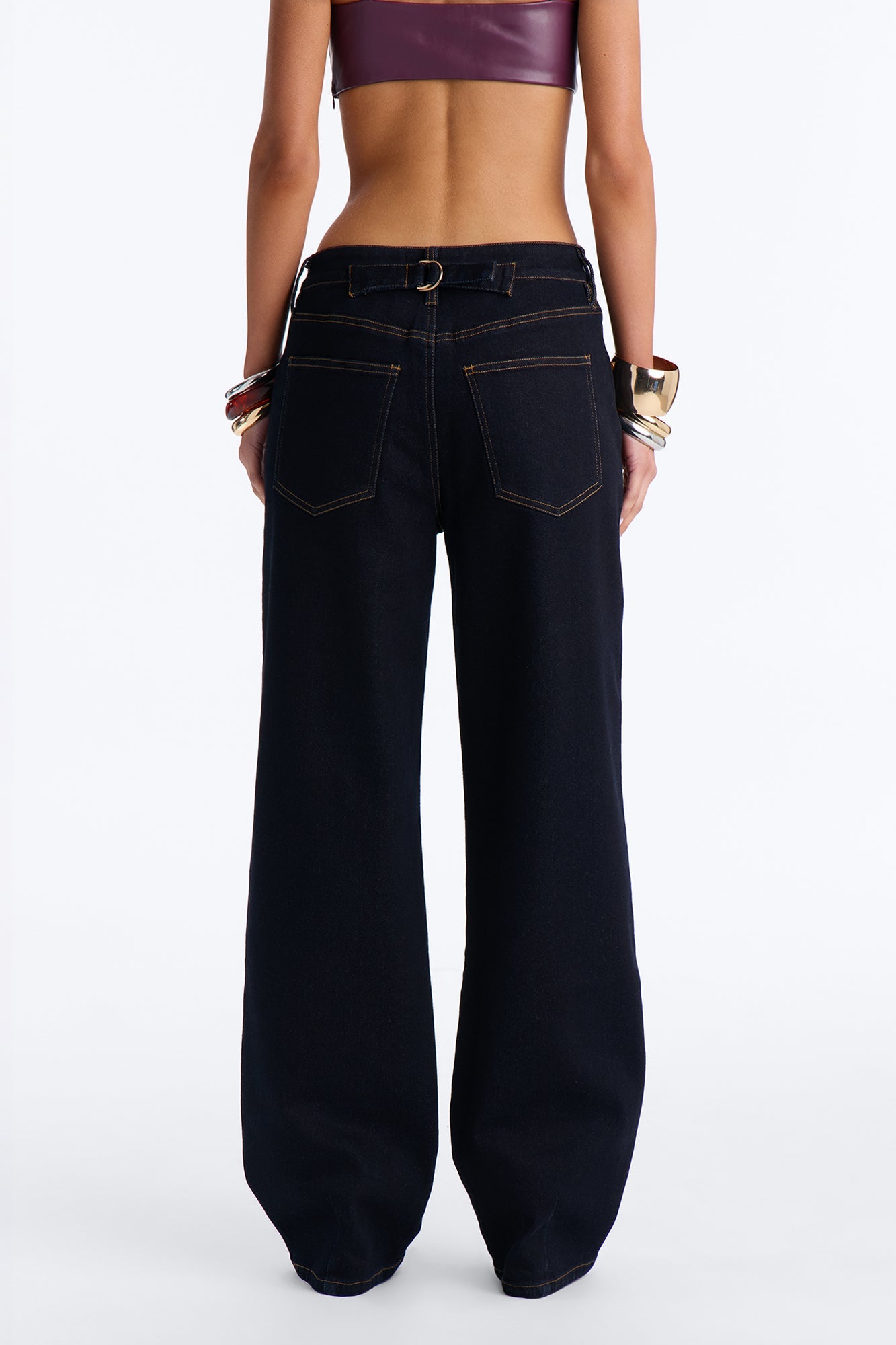 Heirloom Bloom Tapestry Utility Straight Leg Jeans - Dark Denim