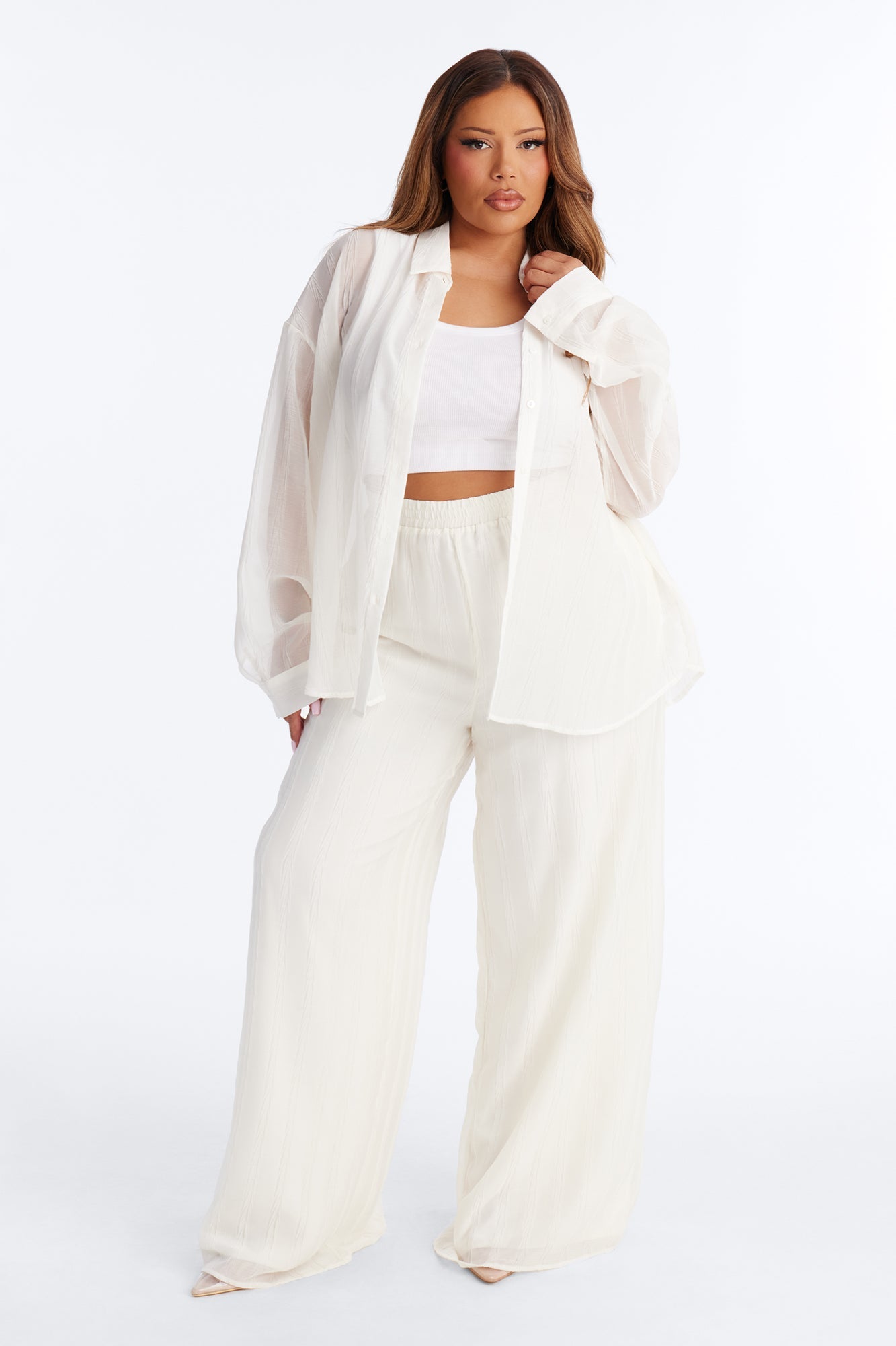 She's So Sheer Pant Set - Ivory