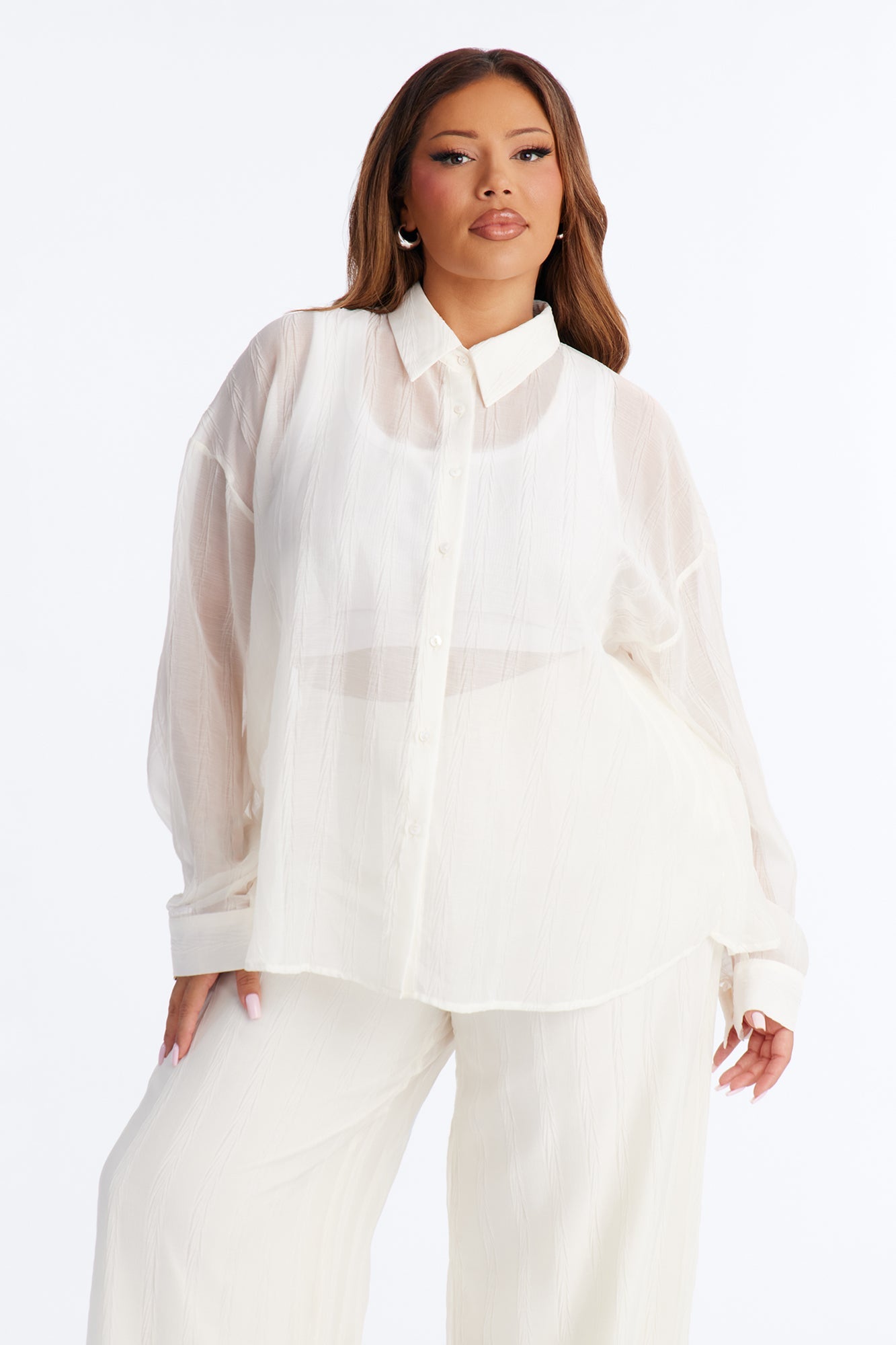She's So Sheer Pant Set - Ivory