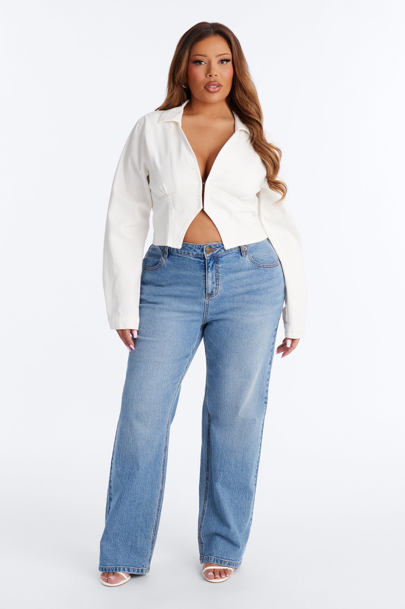 All Around Me Denim Top - White