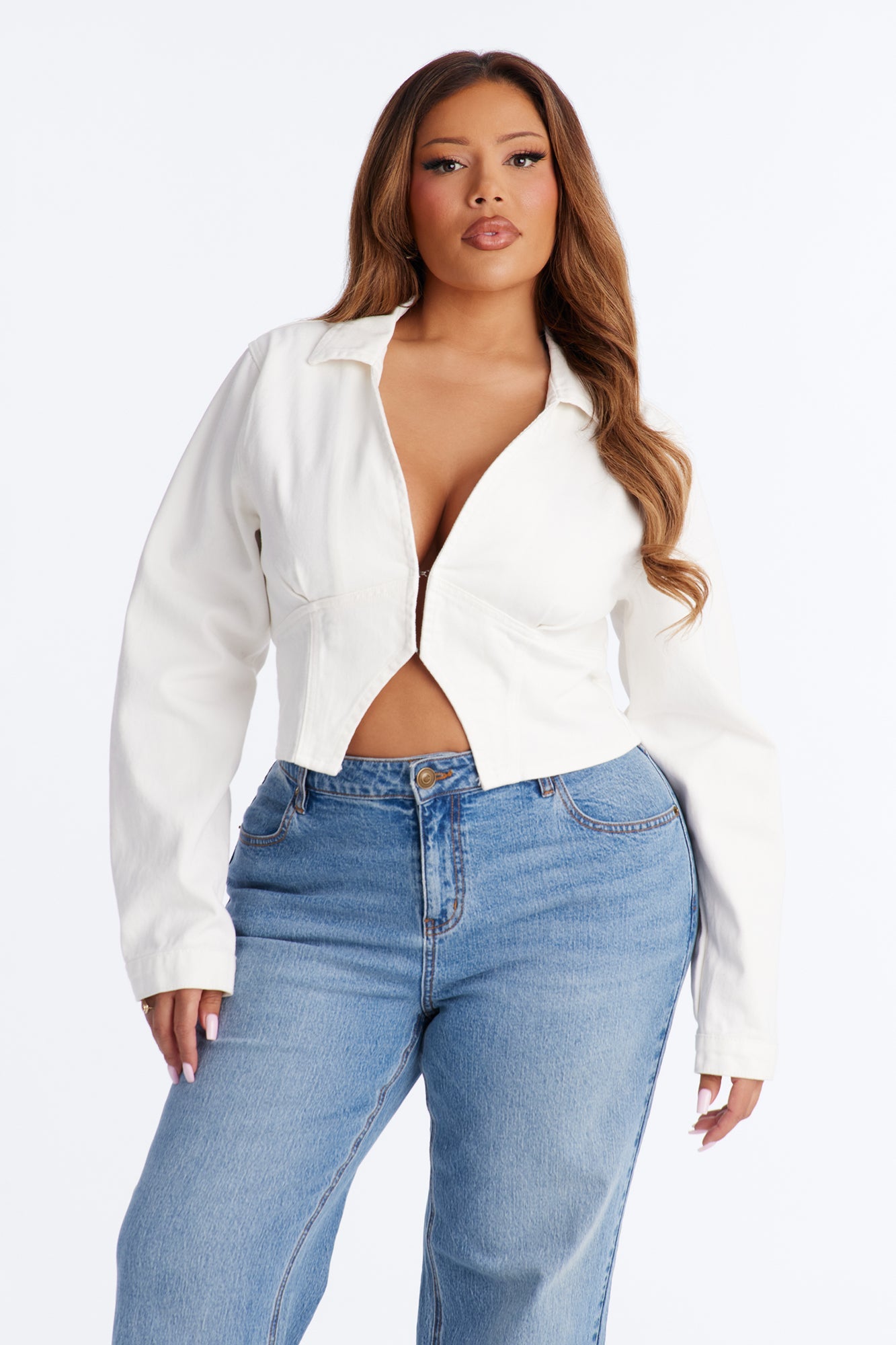 All Around Me Denim Top - White