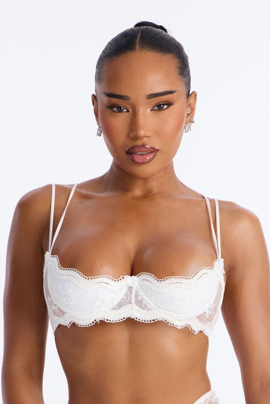 Almost There Lace Open Cup Shelf Bra - White