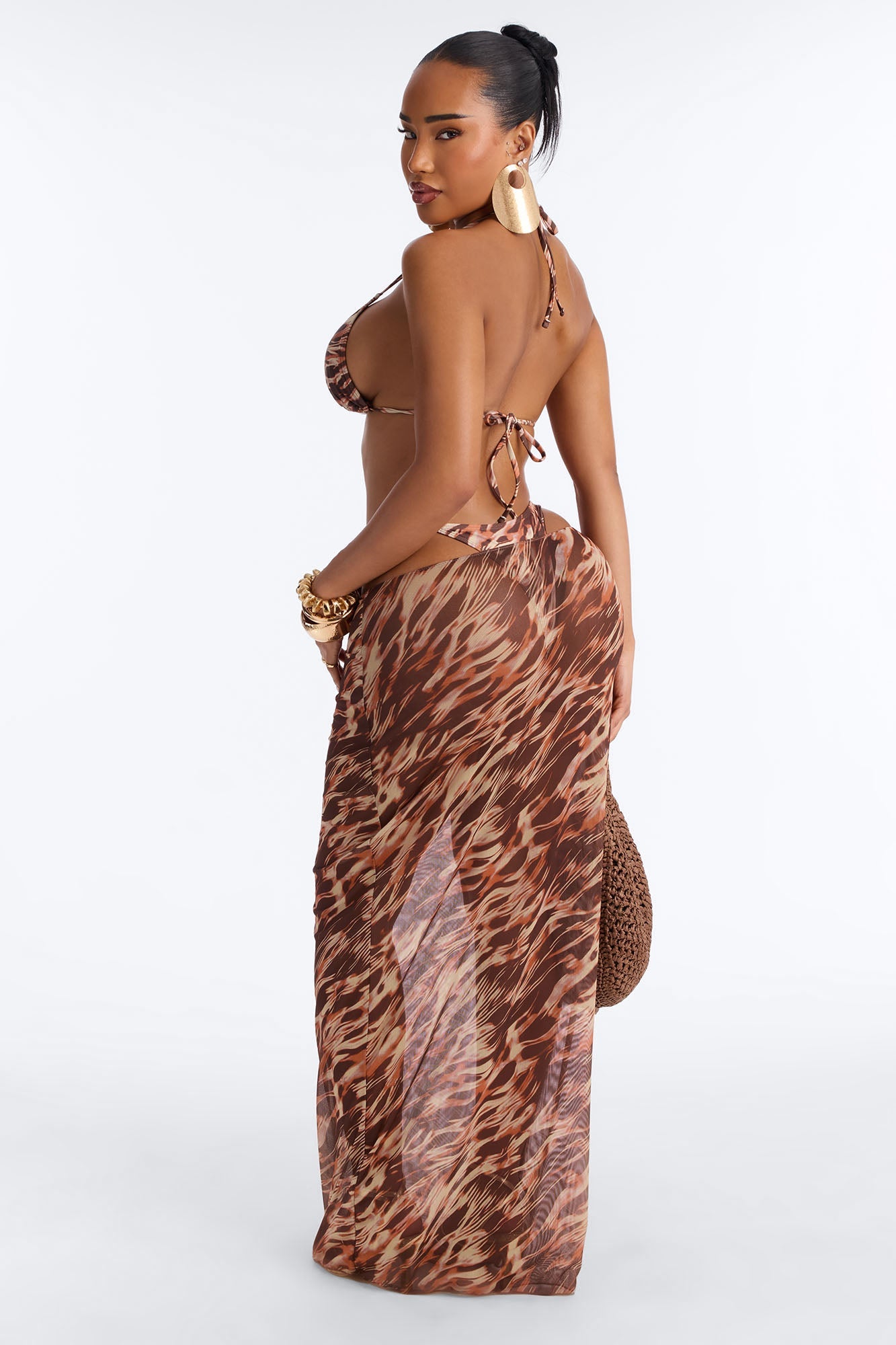 No Other Way Bikini And Sarong - Brown/combo
