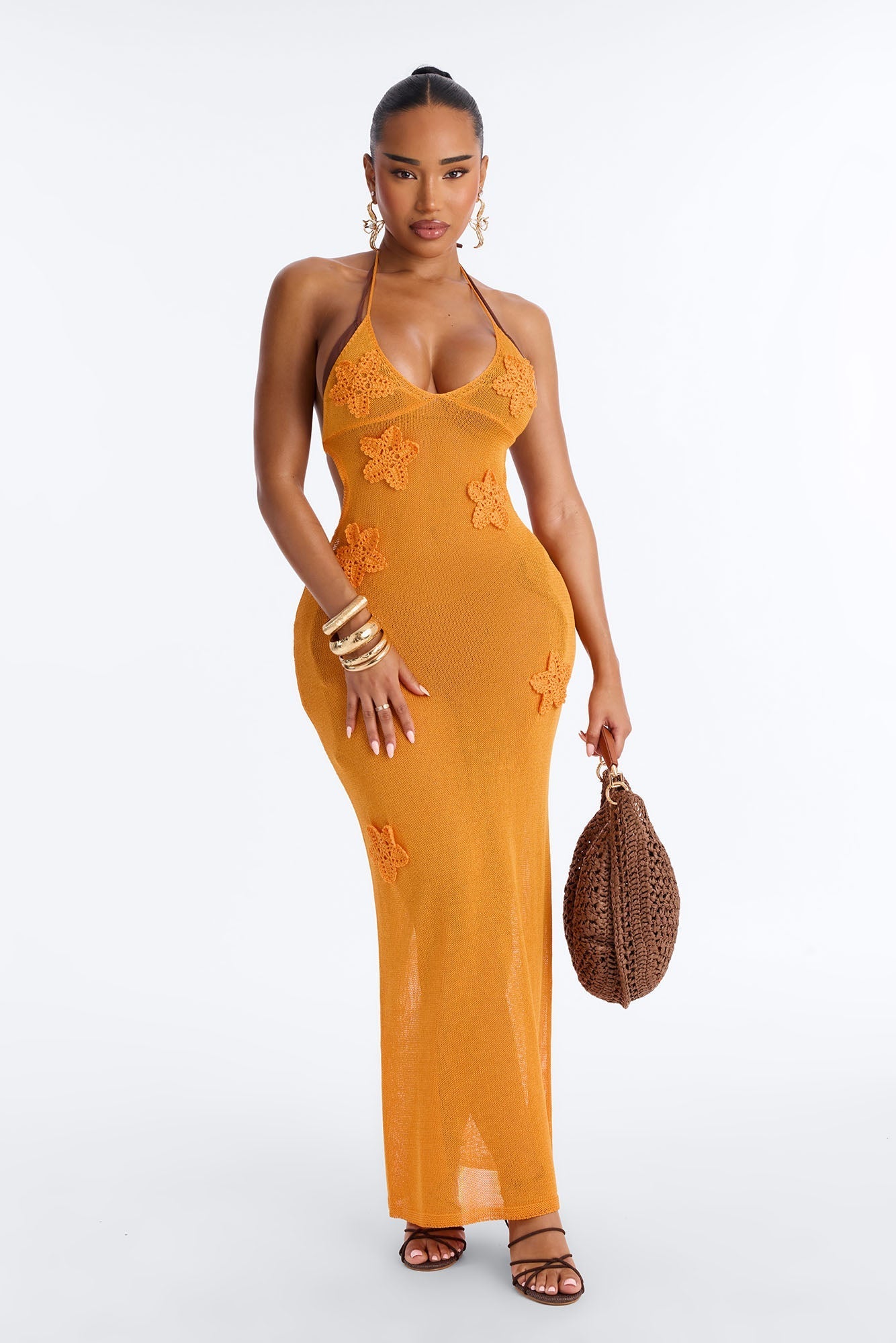 Petal Me Softly Floral Swim Sheer Cover Up Dress - Orange Fashion Nova