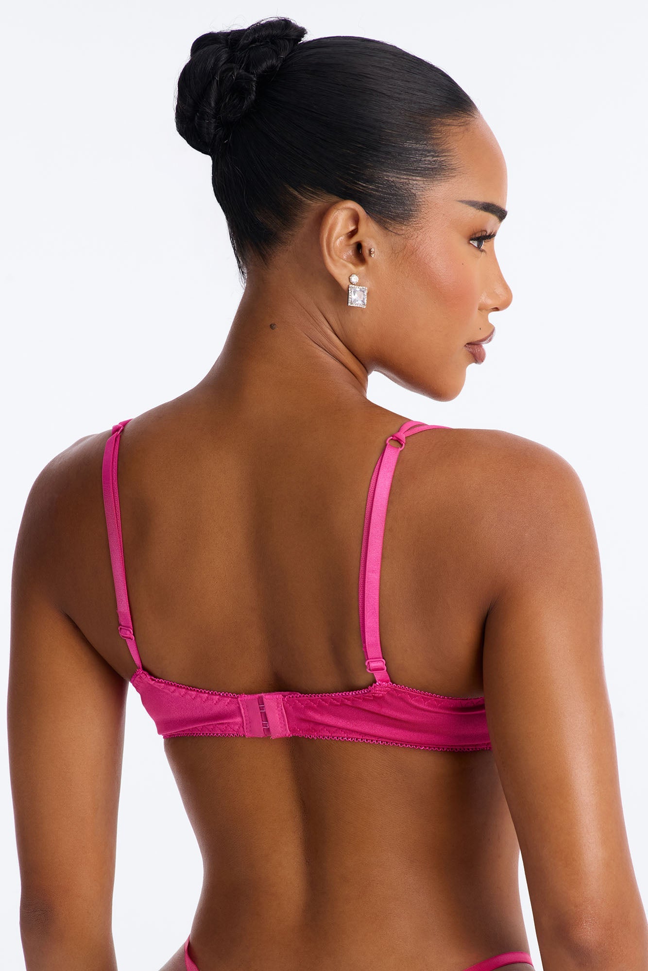 Almost There Lace Open Cup Shelf Bra - Hot Pink