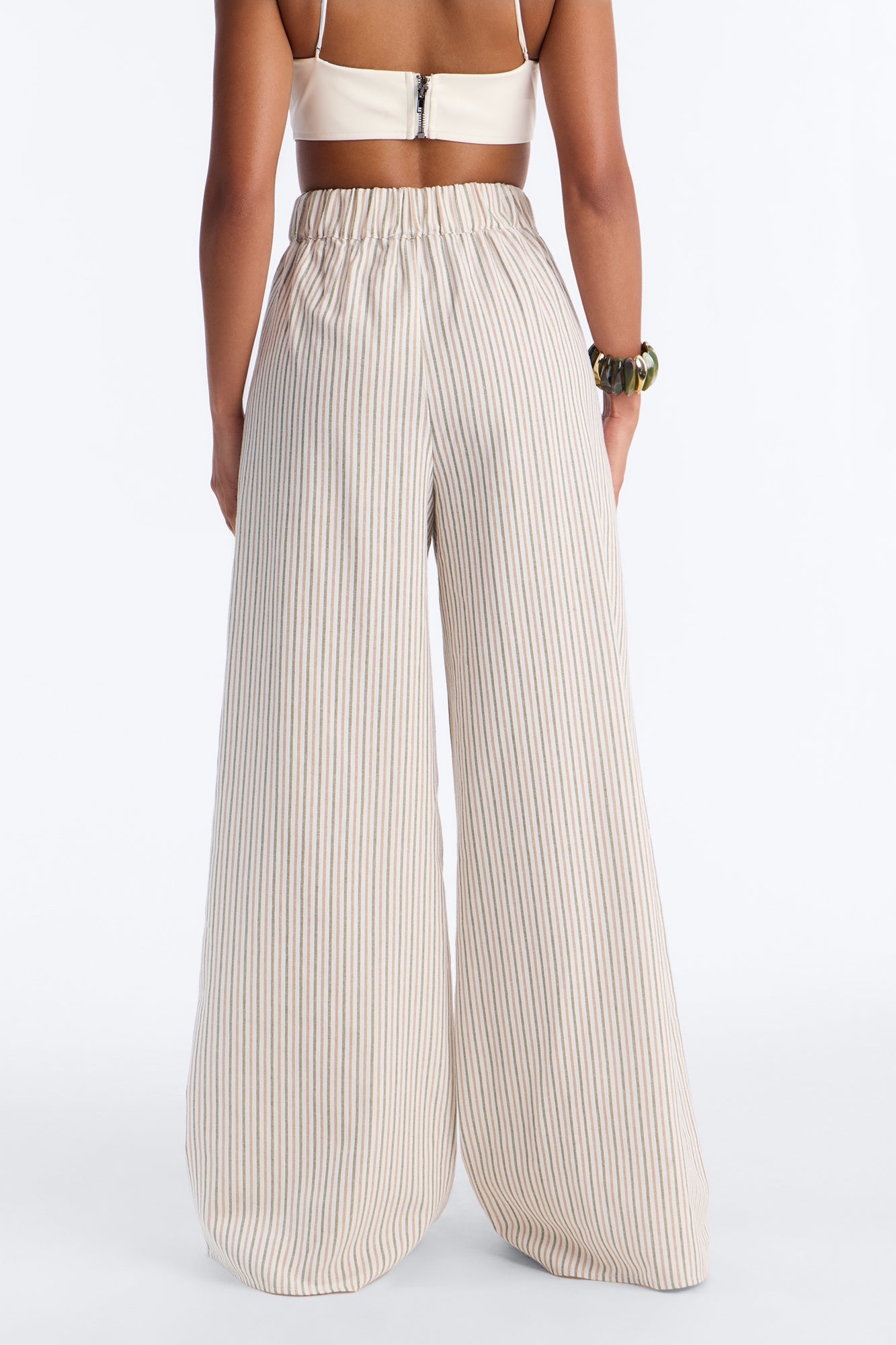 Ella Striped Linen Pant - Natural