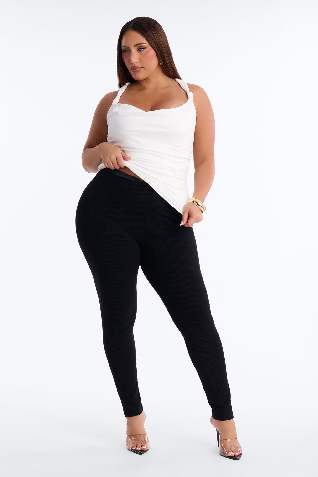 Pretty Persuasion Knot Cowl Neck Ruched Top - White Fashion Nova