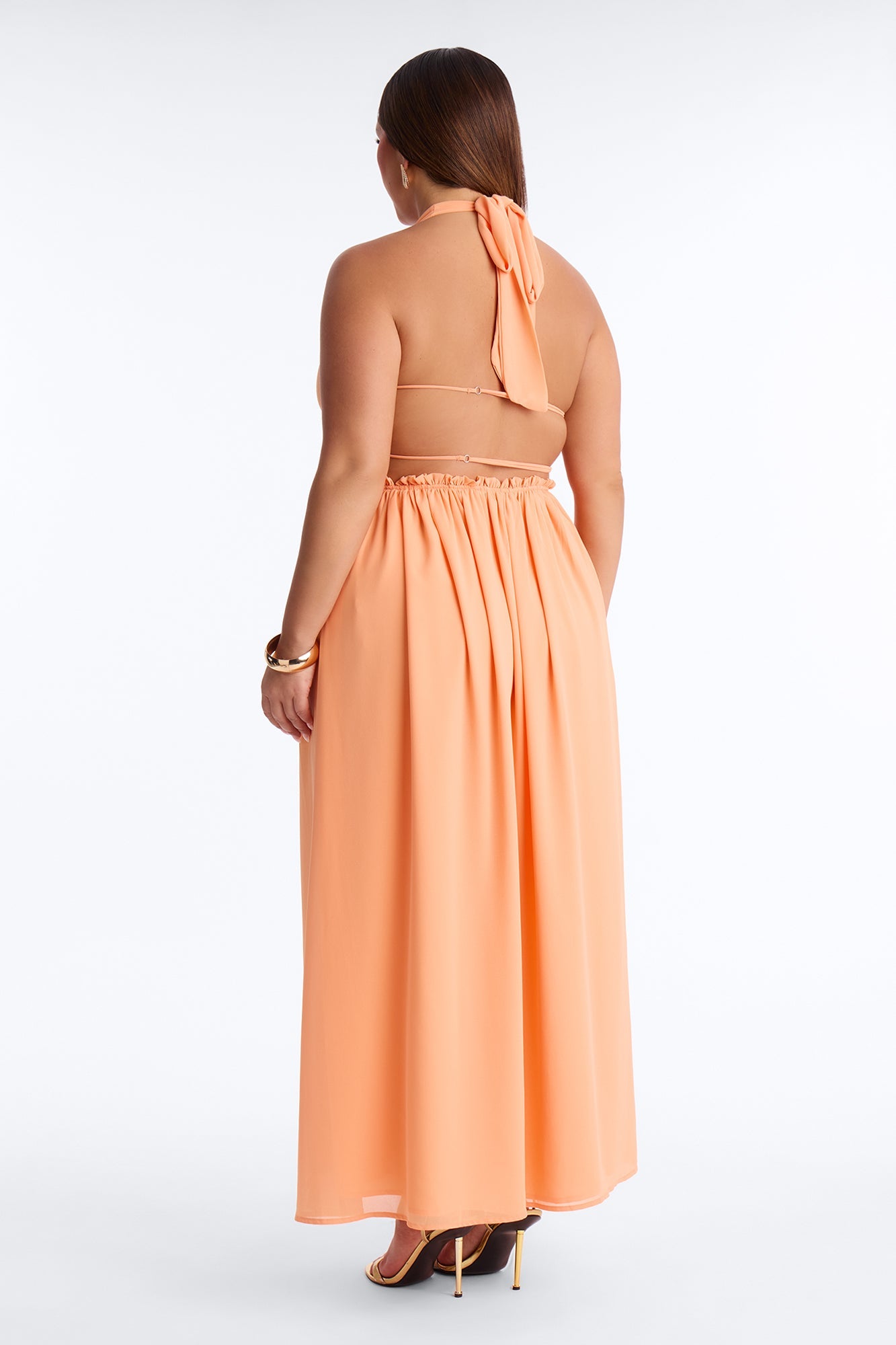 Lauryn Halter Chiffon Maxi Dress - Peach