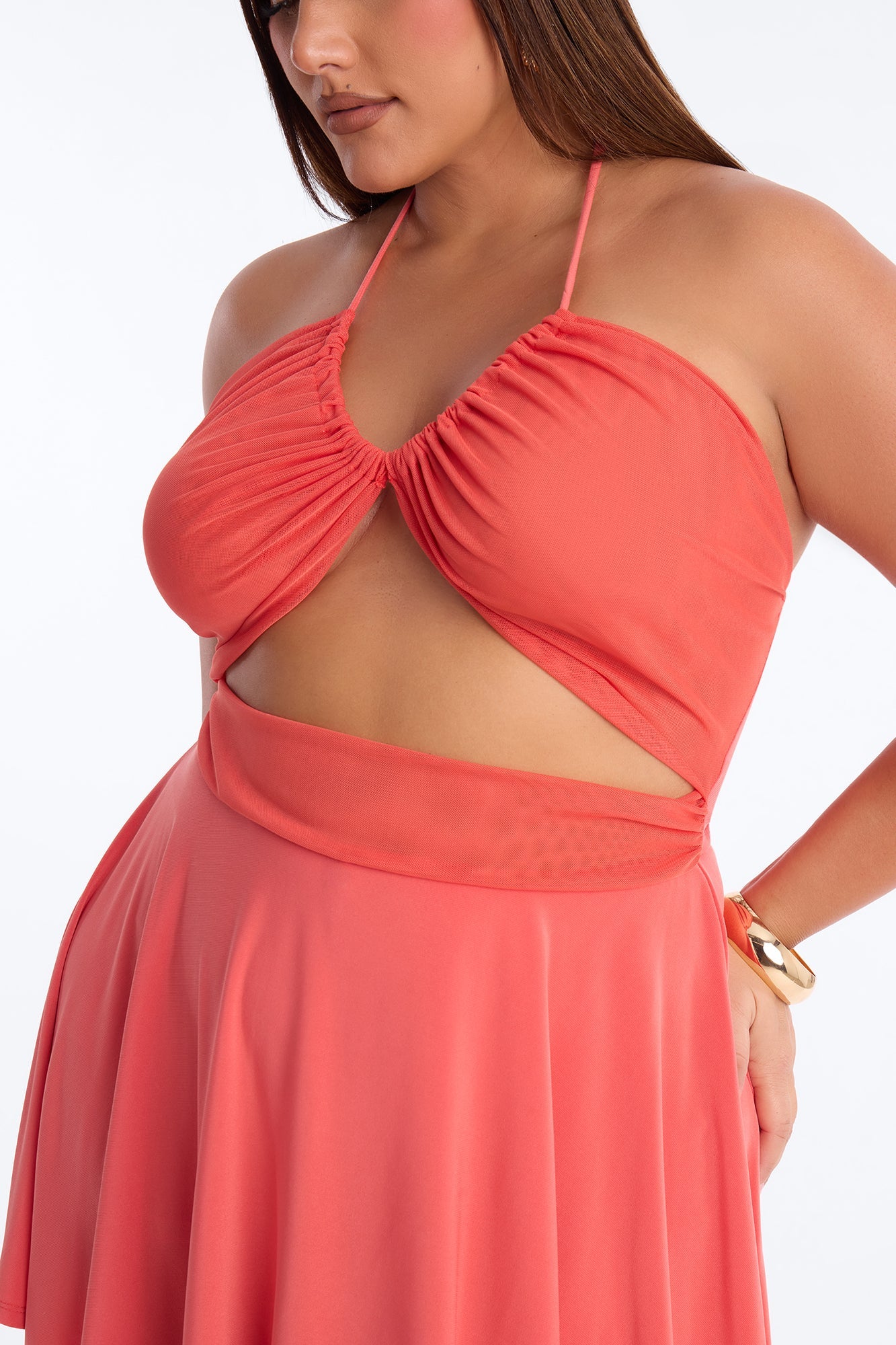 Delulu But Sweet Mesh Mini Dress - Tomato Red